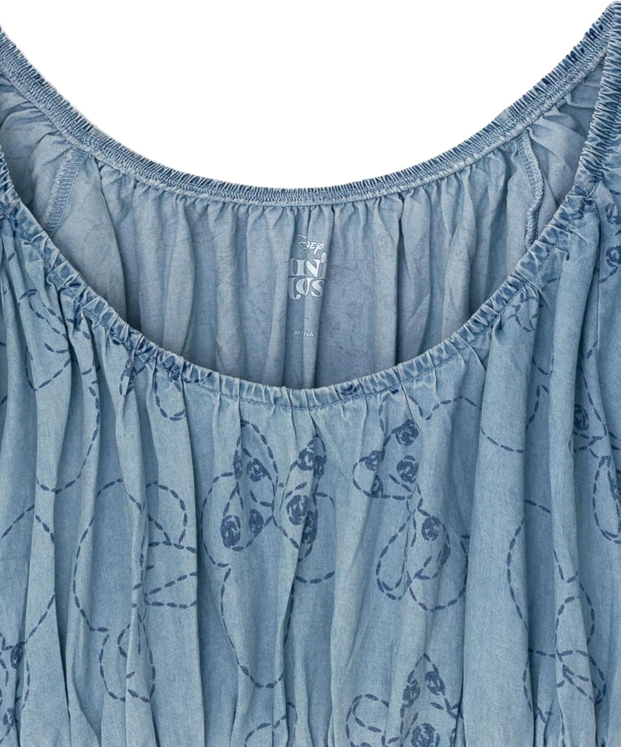 Disney Minnie Mouse Denim Smocked V-Neck Ruffle Dress Adult Sizes (X-Small - 2XL)