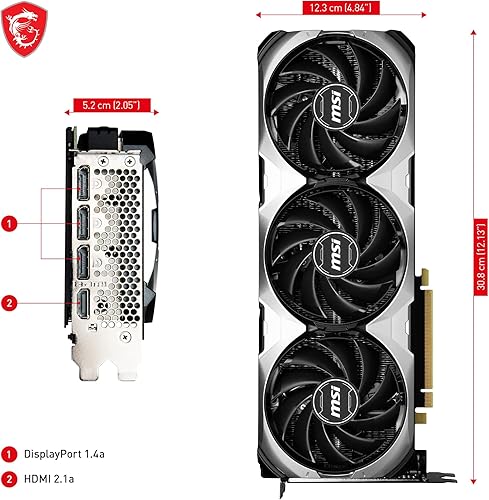 Miniatura 7 de MSI Tarjeta gráfica para juegos GeForce RTX 4070 Ti Ventus 3X 12G OC - 12 GB GDDR6X, 2655 MHz, PCI Express Gen 4, 192 bits, 3X DP v 1.4a, HDMI 2.1a