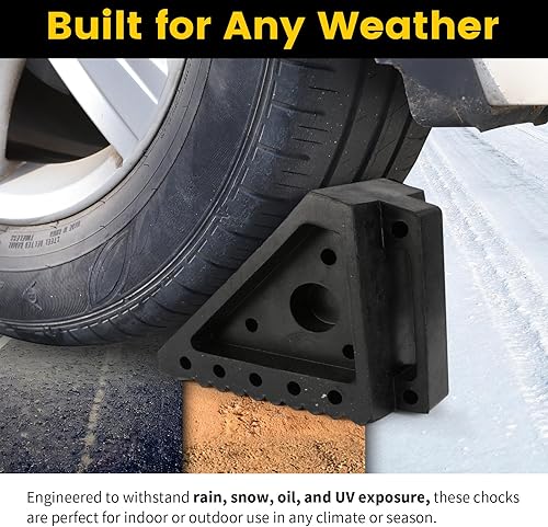 Miniatura 4 de MAXXHAUL 70472 Calzo de rueda de goma sólida resistente, color negro, paquete de 2, 8 x 4 x 6 pulgadas