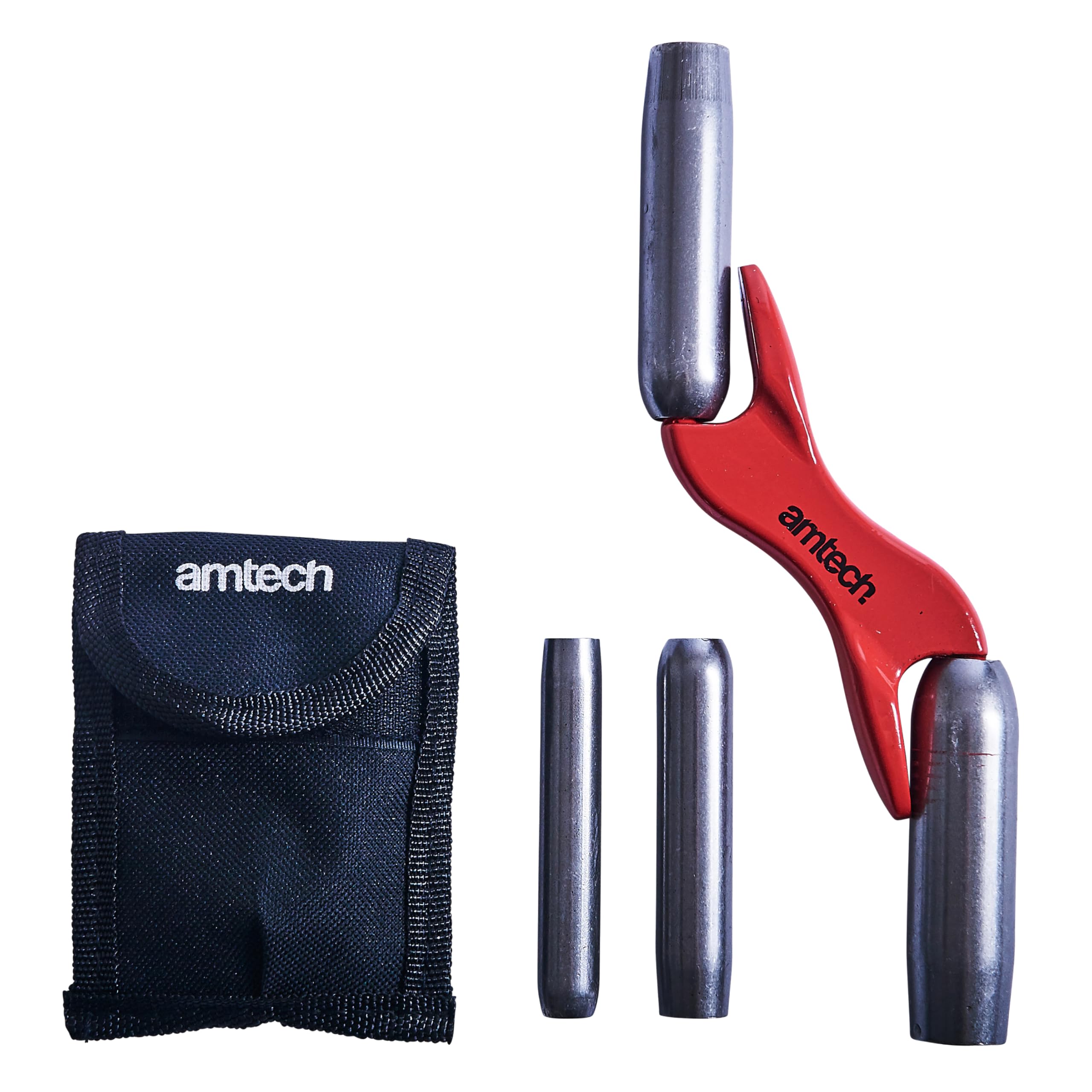 Amtech4-Size Interchangeable Brick Jointer Tool for Maintaining and Repairing Brickwork, Durable Cast Aluminium, Ergonomic Handle, Includes Nylon Storage Pouch (13mm, 16mm, 19mm, 22mm)