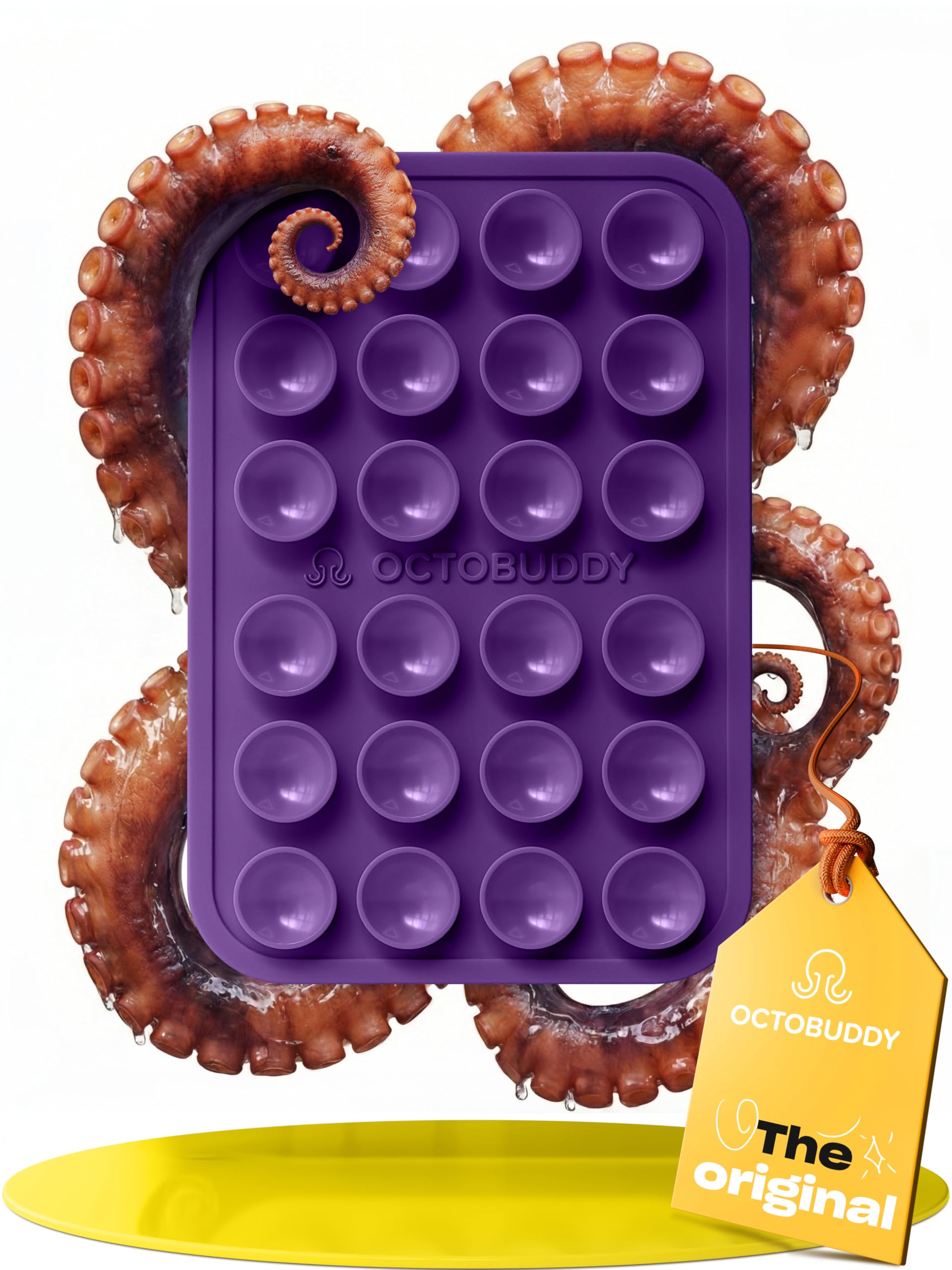 OCTOBUDDY - Silicone Case Suction Phone Case Adhesive Mount - Hands-Free,Strong Grip Holder For Selfies&Videos - Durable,Easy To Use - Iphone&Android Compatible - 2.25? X 3.25?,Wisteria,Yellow