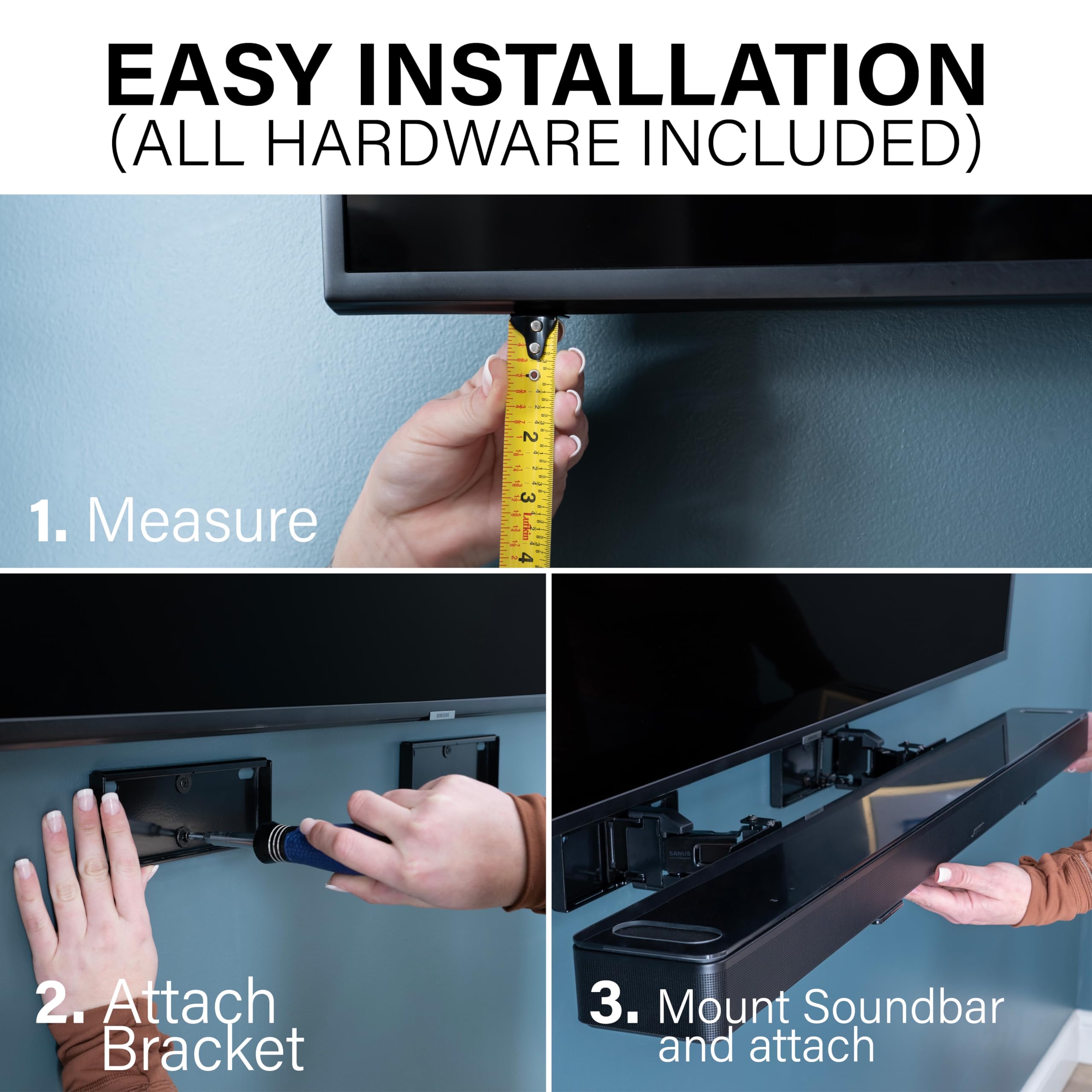 Sanus WSBWM1-B2 Soporte Universal Extensible para Barra de Sonido para la mayoría de Barras de Sonido de hasta 9 kg