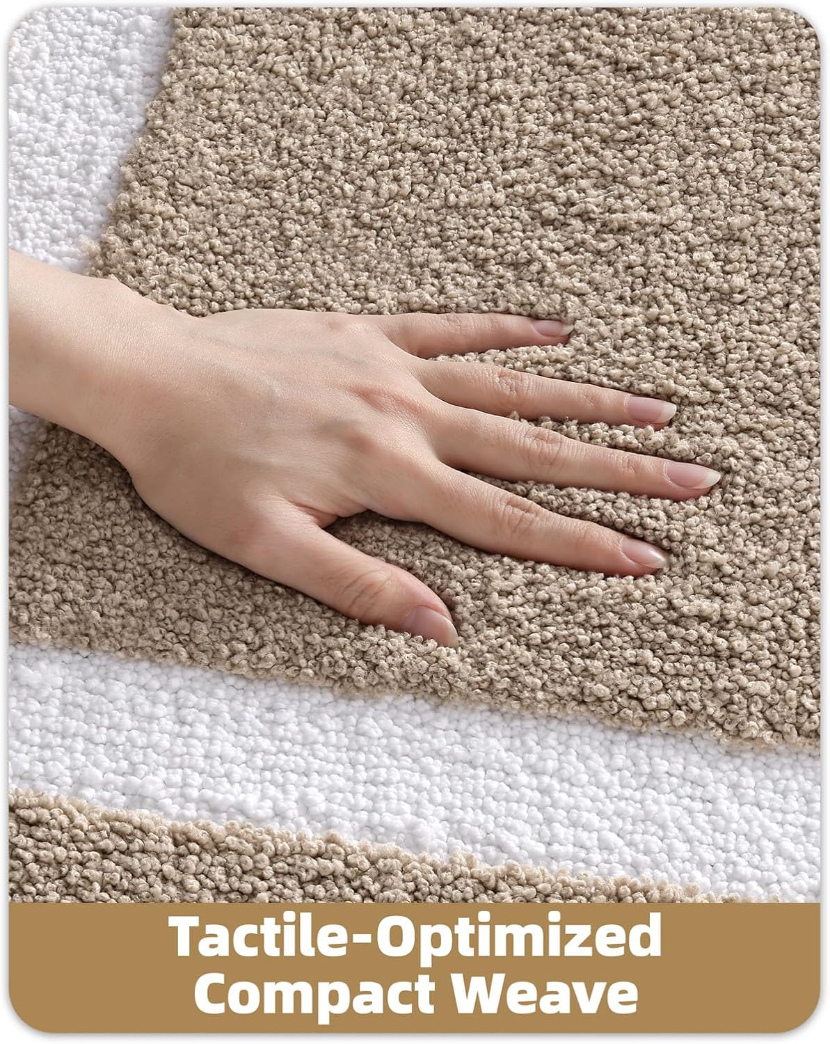 Color&Geometry Beige Bathroom Rugs 30x20, Extra Soft Absorbent Microfiber Bath Rugs, Non-Slip Bathroom mat, Washable Plush Bath Mats for Bathroom, Shower, Bathtub, Laundry, Beige White