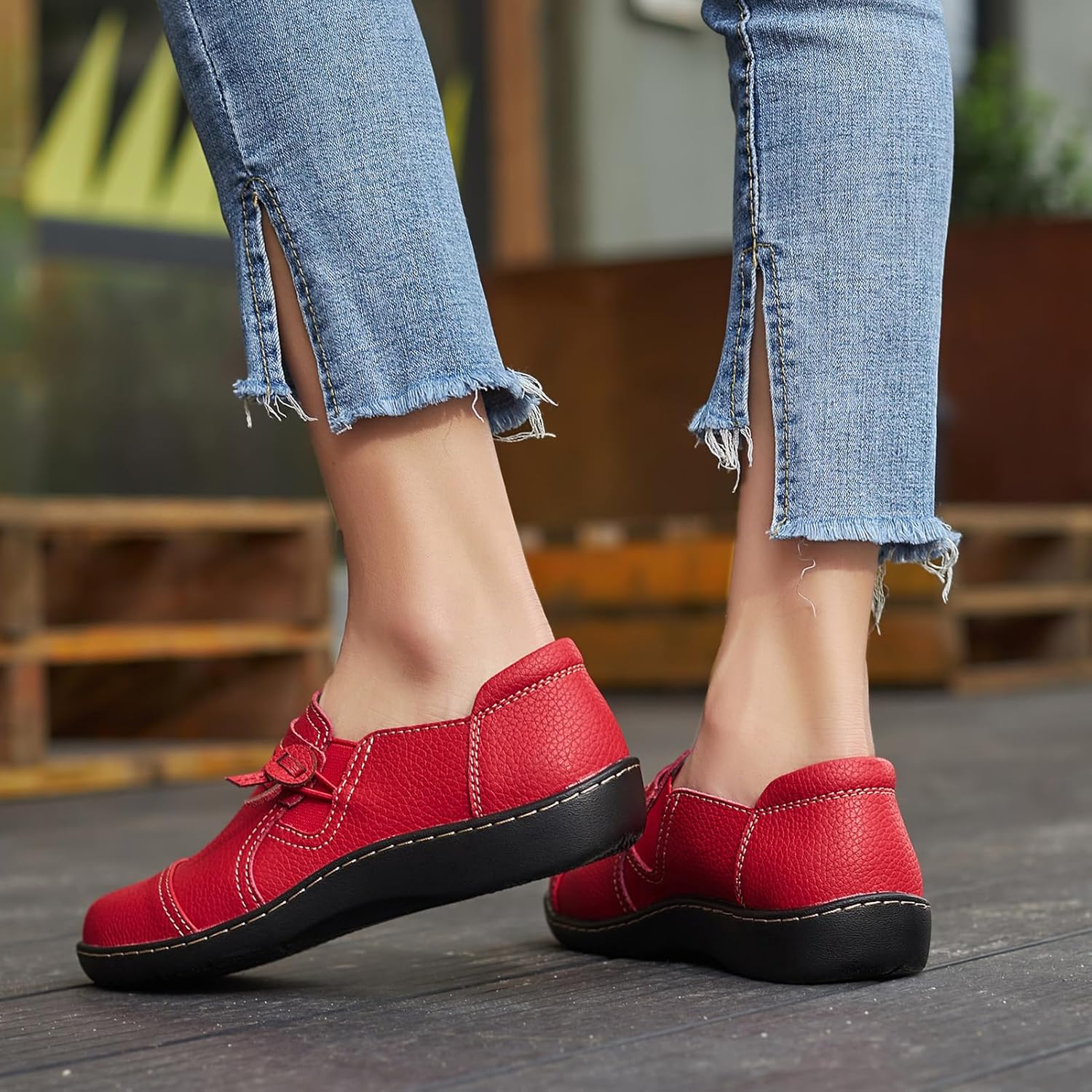 LAZYPOP Women's Classic Comfort Leather Loafers Cute Slip-Ons Casual Dress Shoes Lightweight Walking Flats Everyday Work Shoes - Image 3