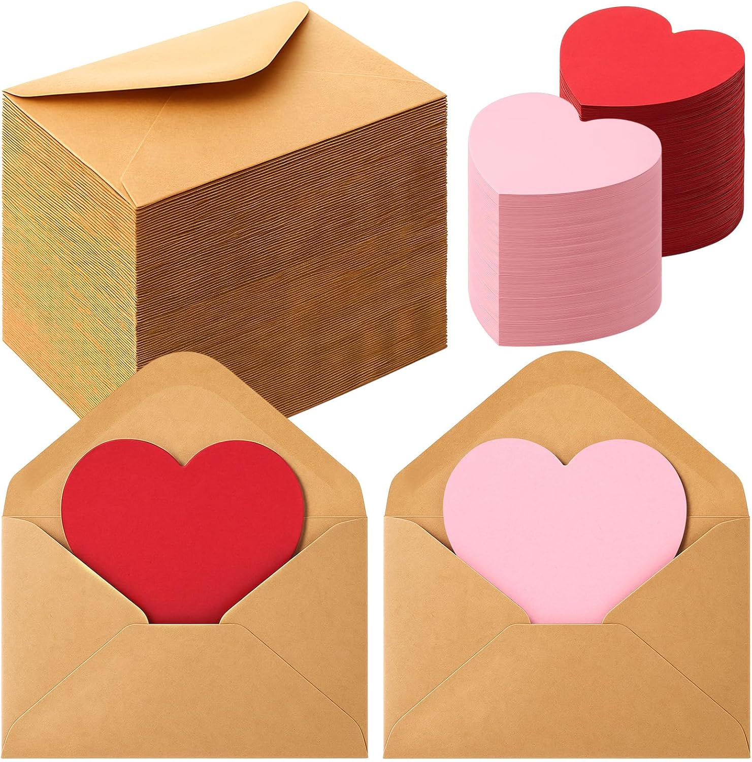 Gilprop 120 Pcs Valentine's Day Mini Envelopes with 120 Pcs Blank Heart Shaped Cards Cutout Gift Note for Valentine‘S Day and Anniversary(Red and Pink)