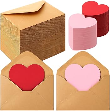 Gilprop 120 Pcs Valentines Day Mini Envelopes with 120 Pcs Blank Heart Shaped Cards Cutout Gift Note for ValentineS Day and AnniversaryRed and Pink