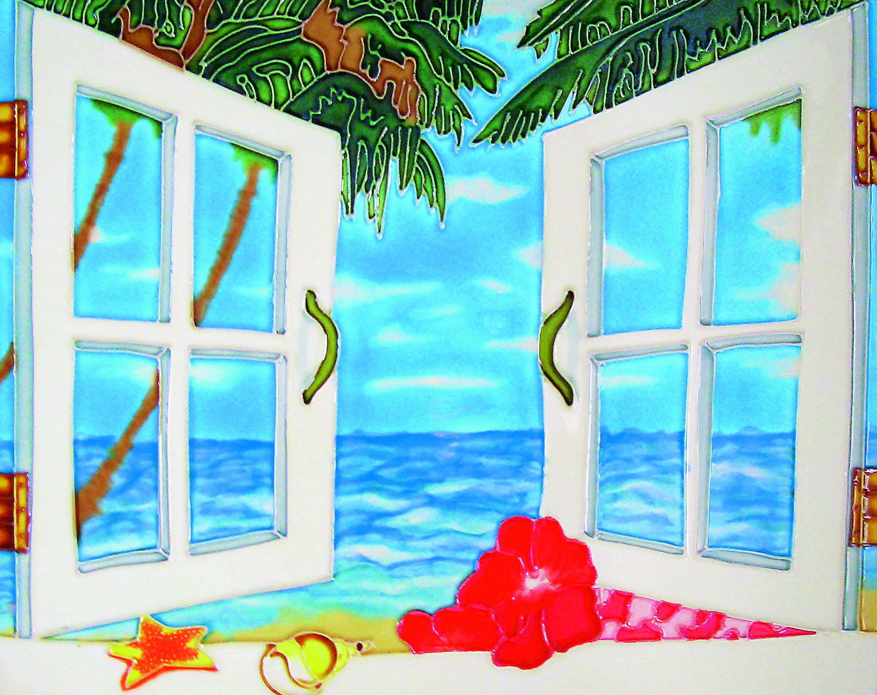 Window Sea View - Decorative Ceramic Art Tile - 11"x14" En Vogue