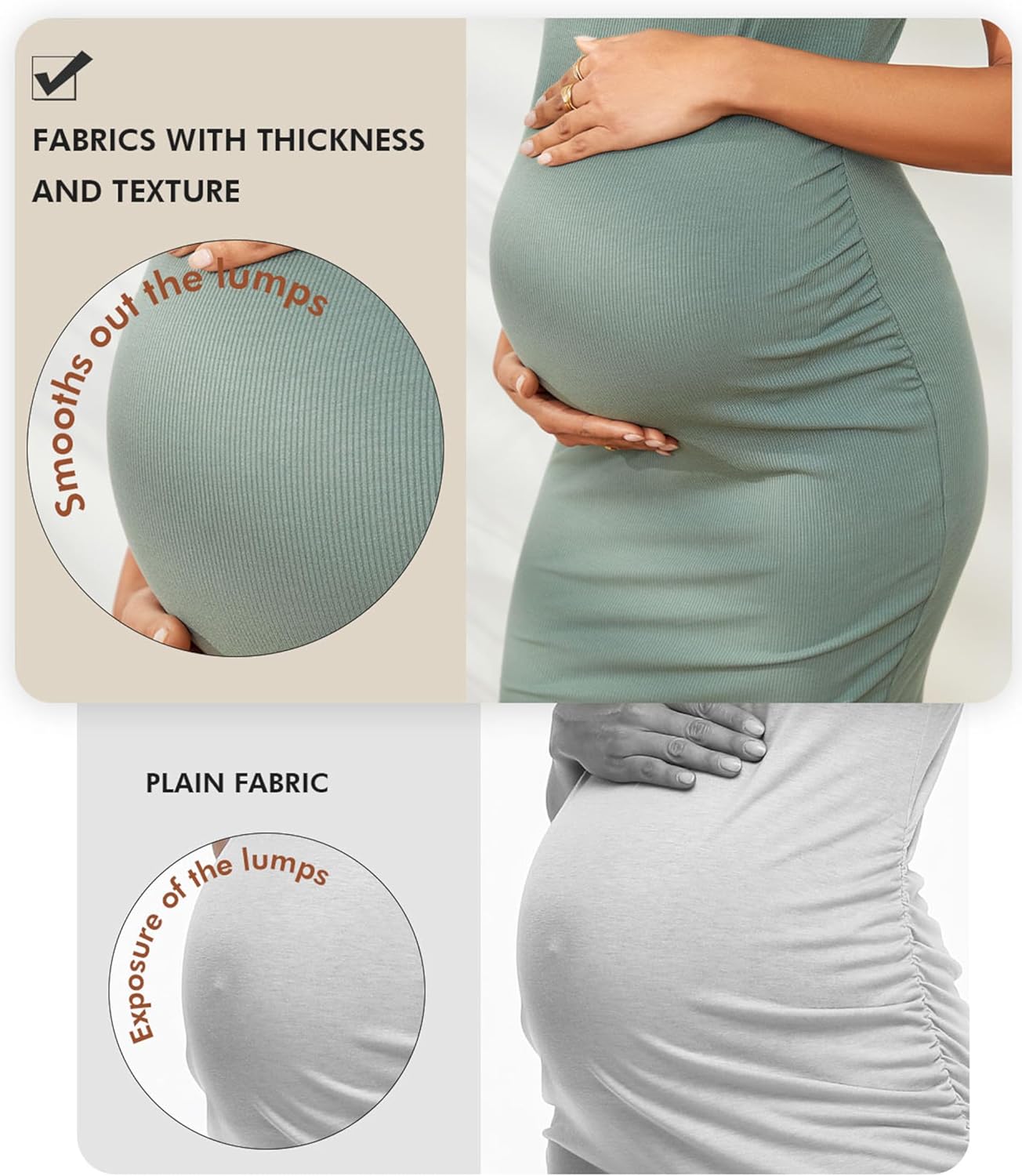 Ecavus Women's Maternity Ribbed Slim Fit Dress Sleeveless Tank Dresses Scoop Neck Pregnancy Bodycon Dress for Casual Wear - Image 4