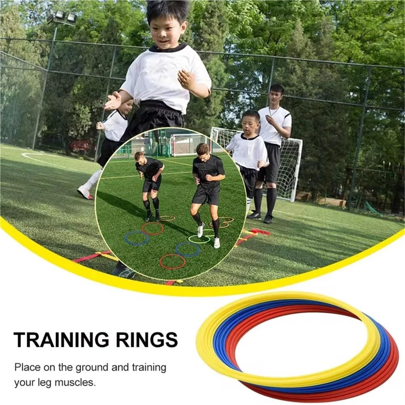 5 Anillos de Entrenamiento de Agilidad portátiles for fútbol, ​​fútbol, ​​Velocidad y Agilidad.(5pcs 38cm)