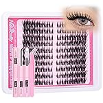 Cat Eye Lash Clusters Kit Wispy Manga Lash Extension Kit Natural Look Cluster Eyelash Extensions Fairy D-curly Cluster Lashes Kit 9-16MM DIY Eyelash Extension Kit by Newcally