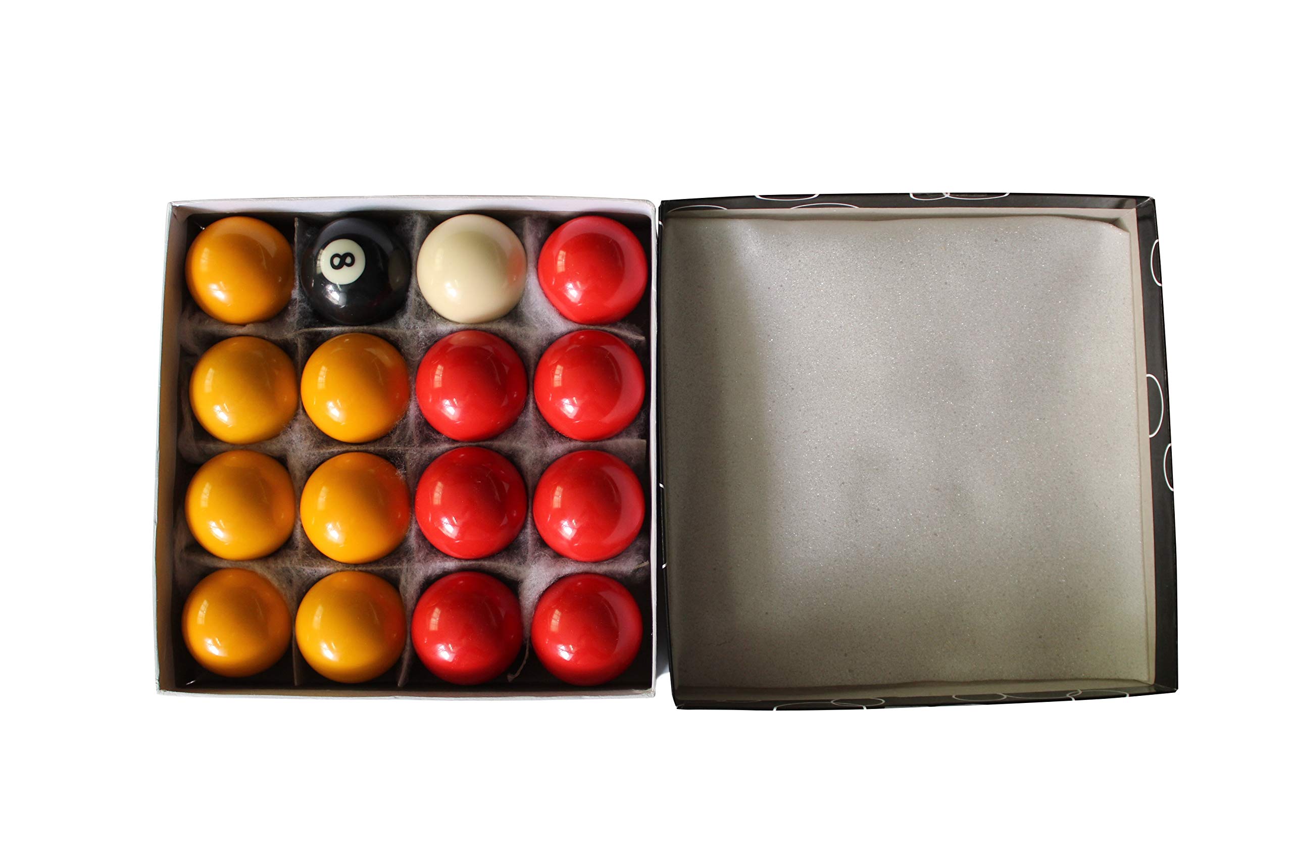 Set de 16 Boules de Billard Anglais en résine 2" (50,8mm) 7 Boules Jaunes, 7 Boules Rouges, 1 Blanche et 1 Noire