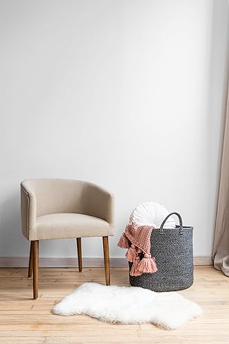 Miniatura 2 de Cesta de cuerda de algodón XXL Premium 18.0 x 18.0 x 16.0pulgadas, cesta grande para mantas de salón