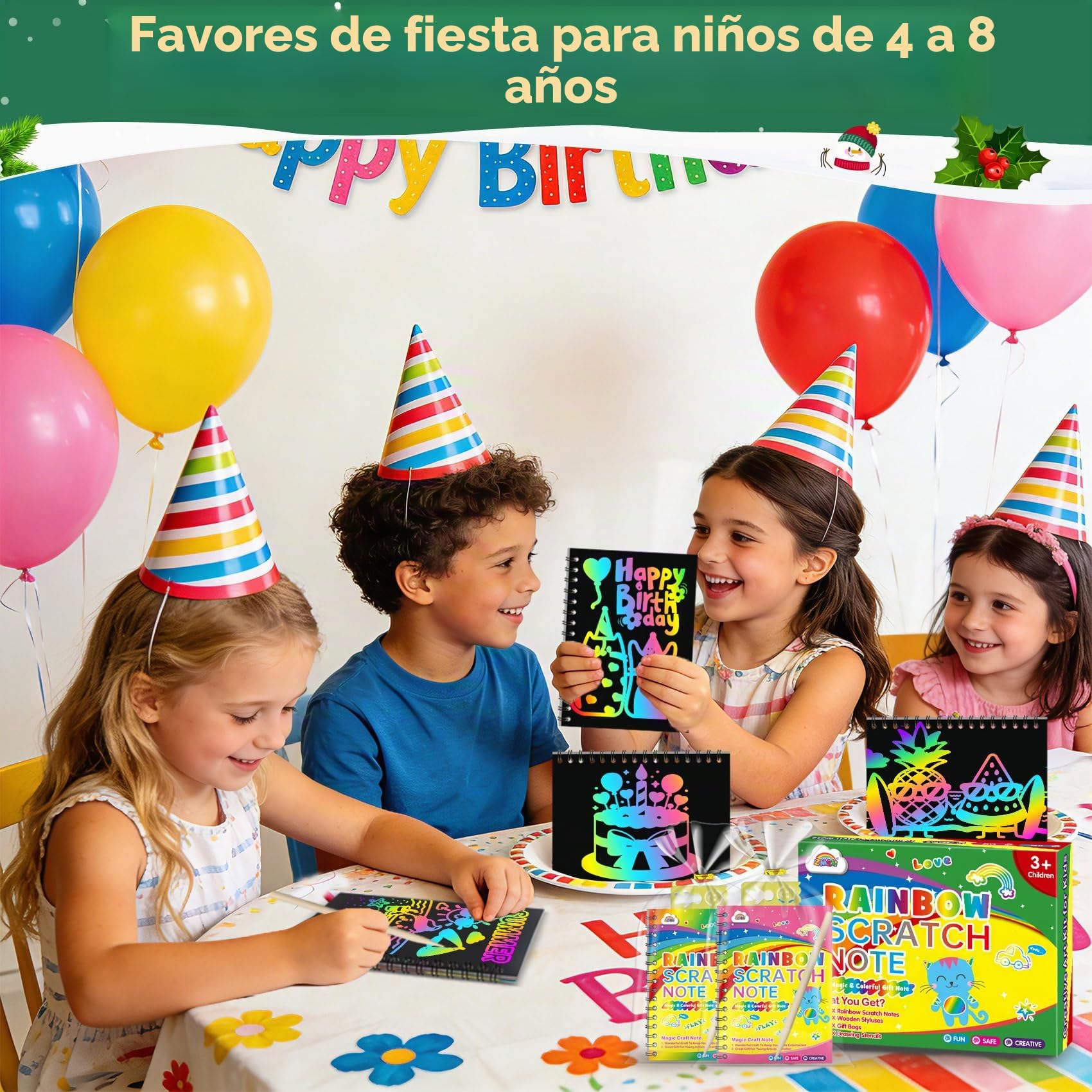 ZMLM 24 Libros Scratch Art Manualidades Kit con 24 Plantilla y Lápiz de Madera, Regalos Cumpleaños Niños Colegio, Detalles cumpleaños niños, Regalo niño y Niña Alumnos 3 a 12 Años