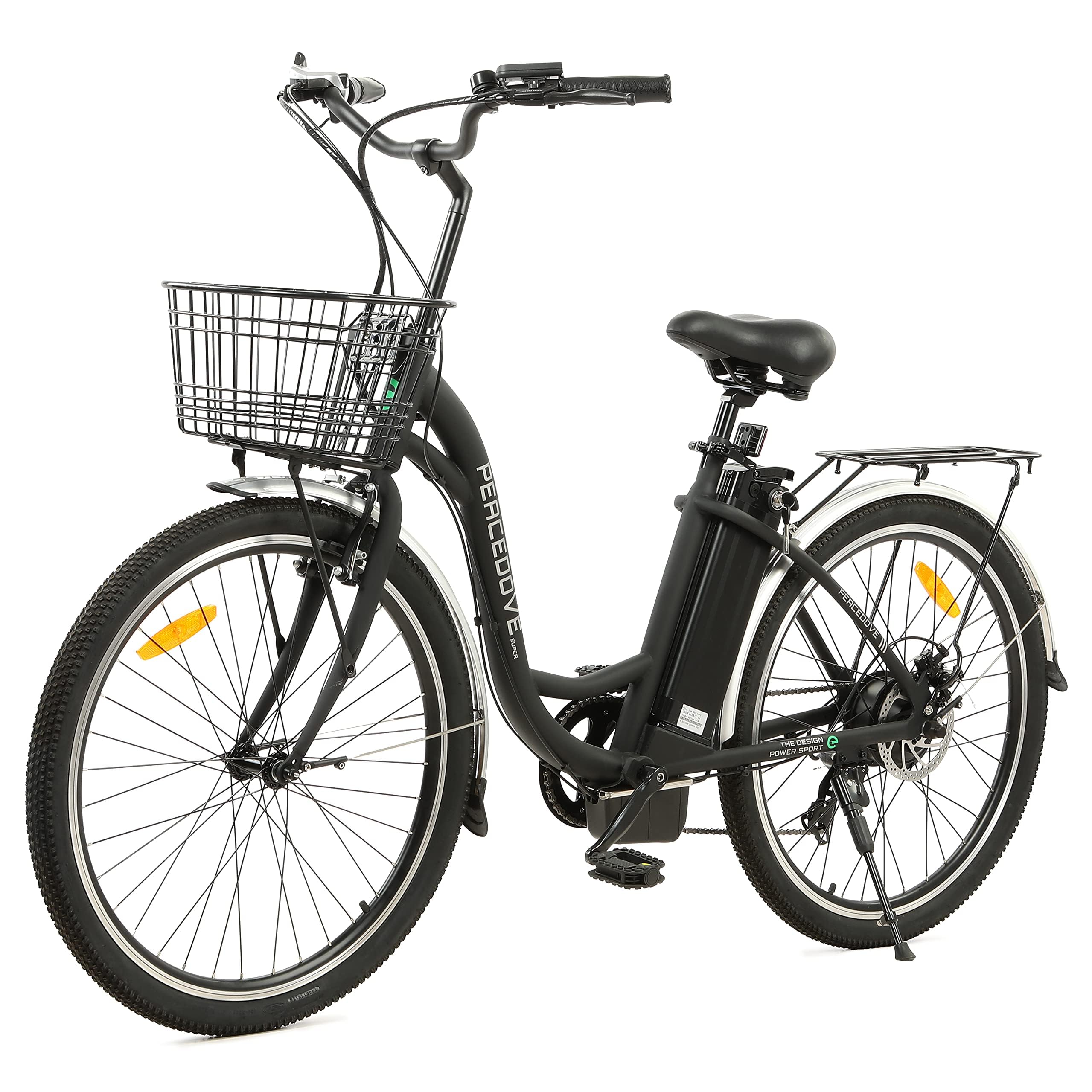 ECOTRIC Citycruiser Electric Bike 26" E Bike 350W Motor Bicycles Removable 36V 10AH Lithium Battery Commute Step-Through Ebike Moped for Adults with Basket Shimano 7 Speed Gears