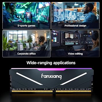 fanxiang RGB DDR4 RAM 32GB (2x16GB) 3200MHz CL16 V1.35, Desktop Gaming Machine Overclocking Memory, Intel XMP 2.0 & AMD Compatible - Black