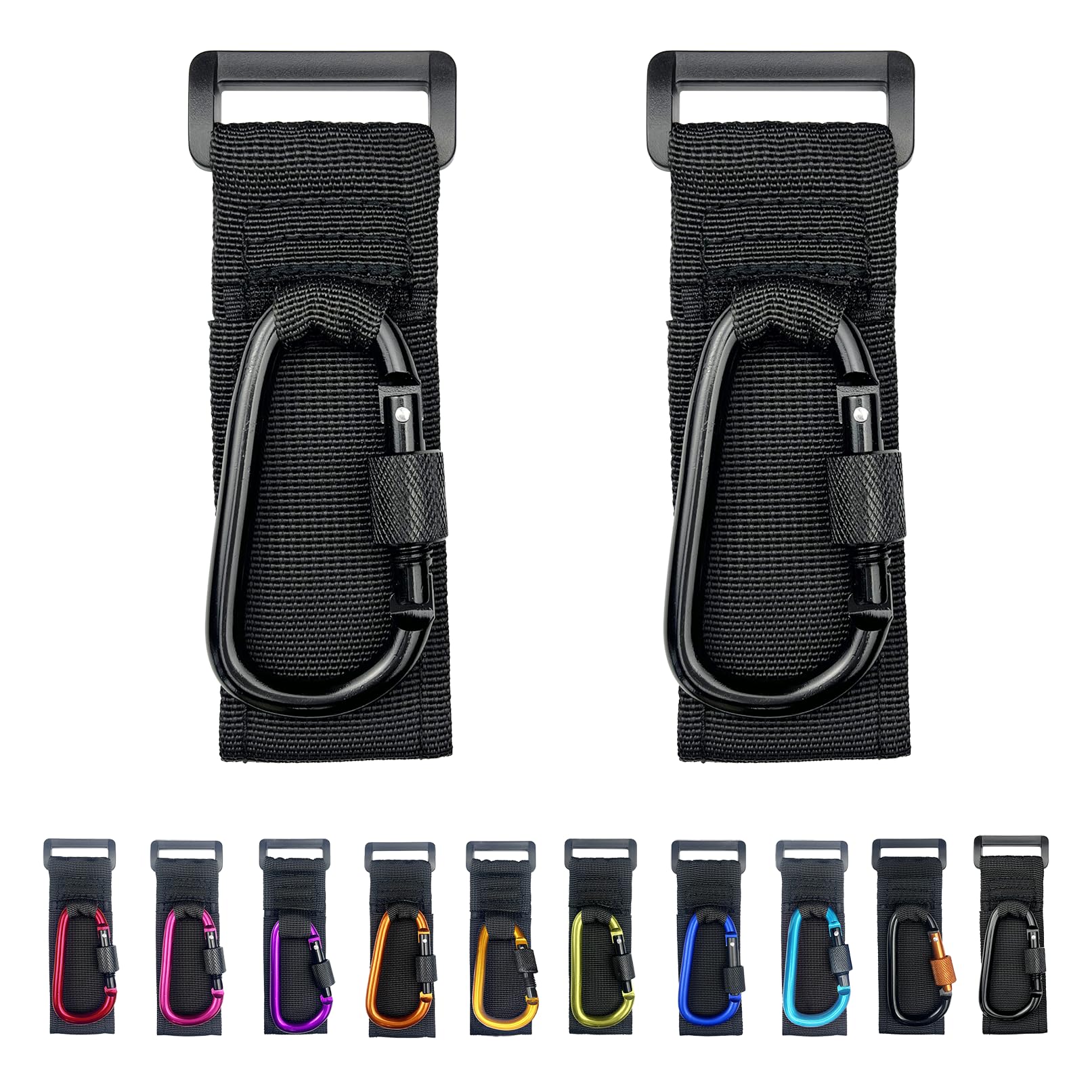 [Upgrade]Baby Stroller Hook with Locking, Carry 30 lbs per Stroller Clip, Baby Stroller Accessories & Car Seat Hook for Hanging Diaper Bag, Golf,