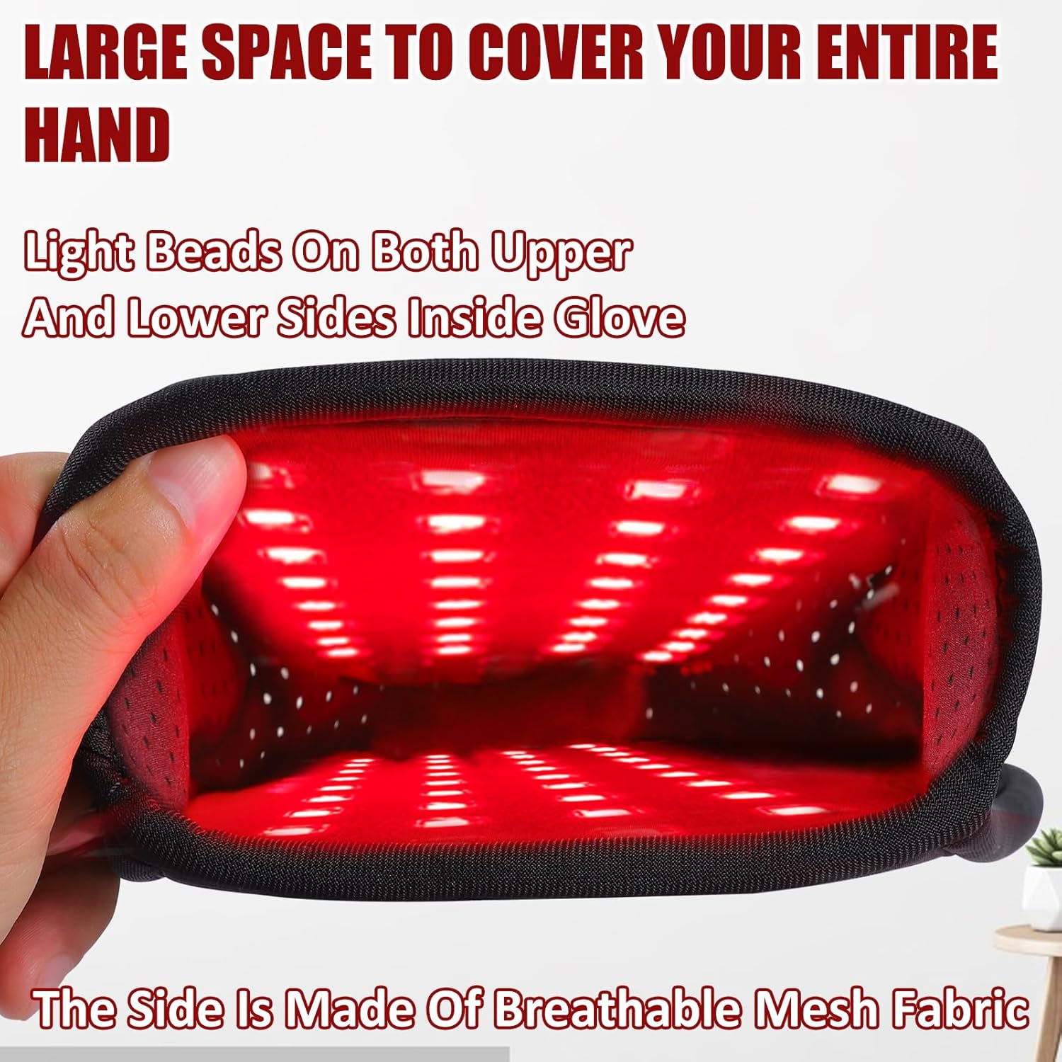 Cordless Red & Infrared Light Therapy for Hand Pain Relief Device with 660nm Red 850nm Infrared Light with 4000mAh Battery Portable Pad for Hands Fingers Wrist Joint Stiffness Treatment Gloves - Image 7
