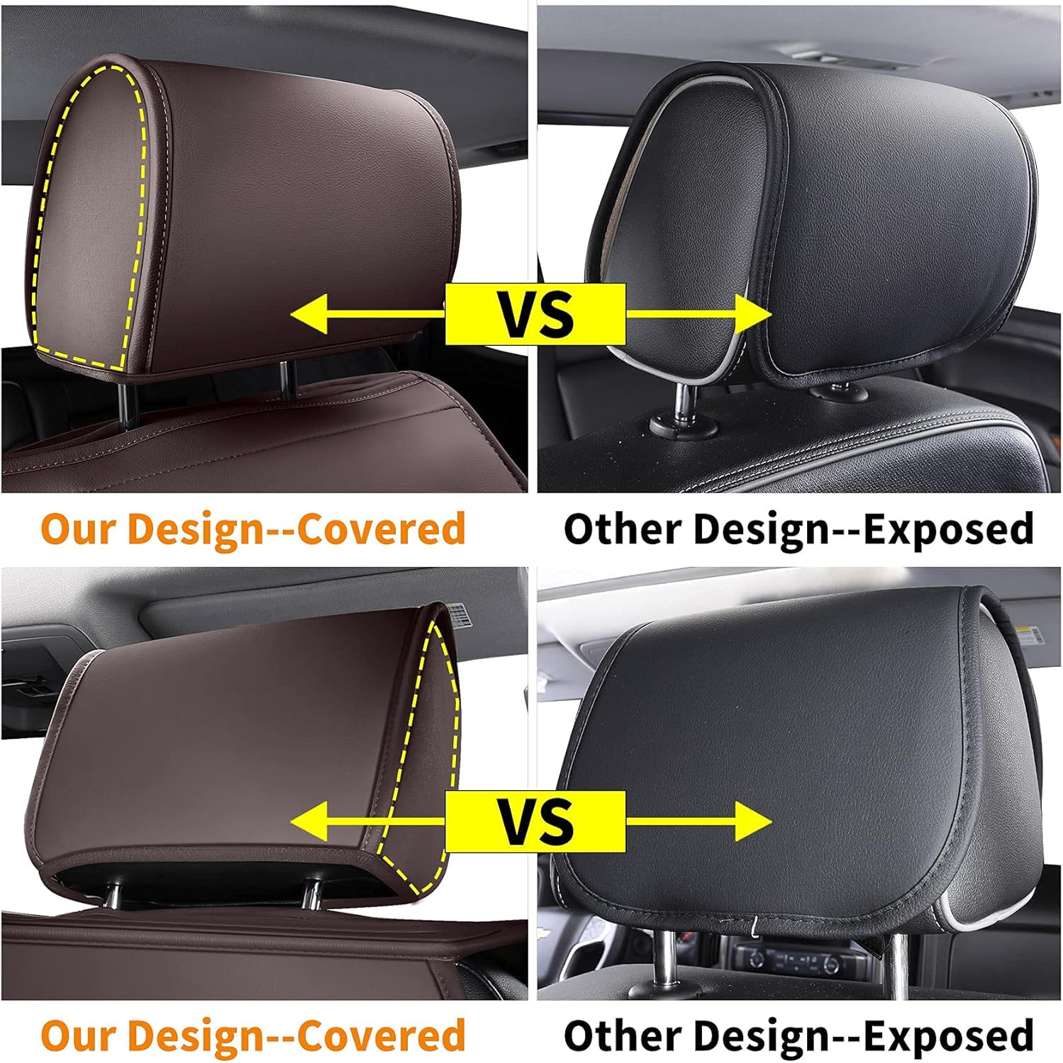 LUCKYMAN CLUB Chevy Silverado/Sierra Seat Covers Full Set X04-S3, Fit 2014-2018 1500/2015-2019 2500 HD/3500 HD Crew Cab with Water Proof Faux Leather (Full Set, Brown)