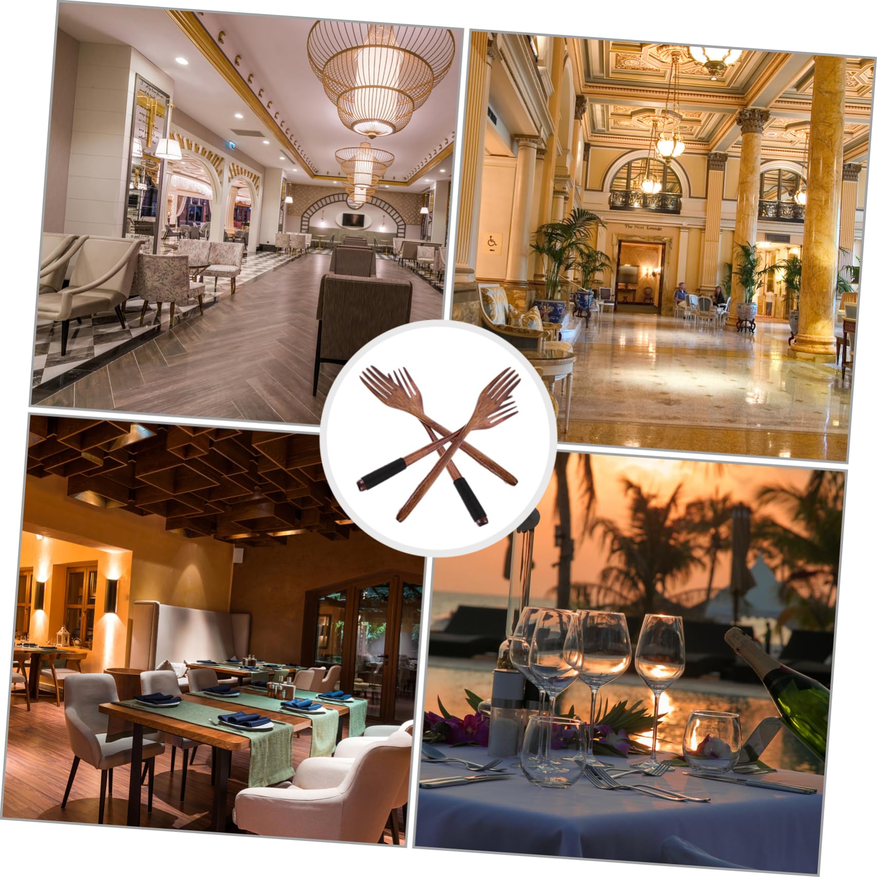 SOLUSTRE 4Pcs Wooden Fork with Natural Handle Ergonomic Cooking Utensils for Kitchen Mixing Forks for Cooking Easy to Clean and Store Stylish Design for Any Kitchen Decor