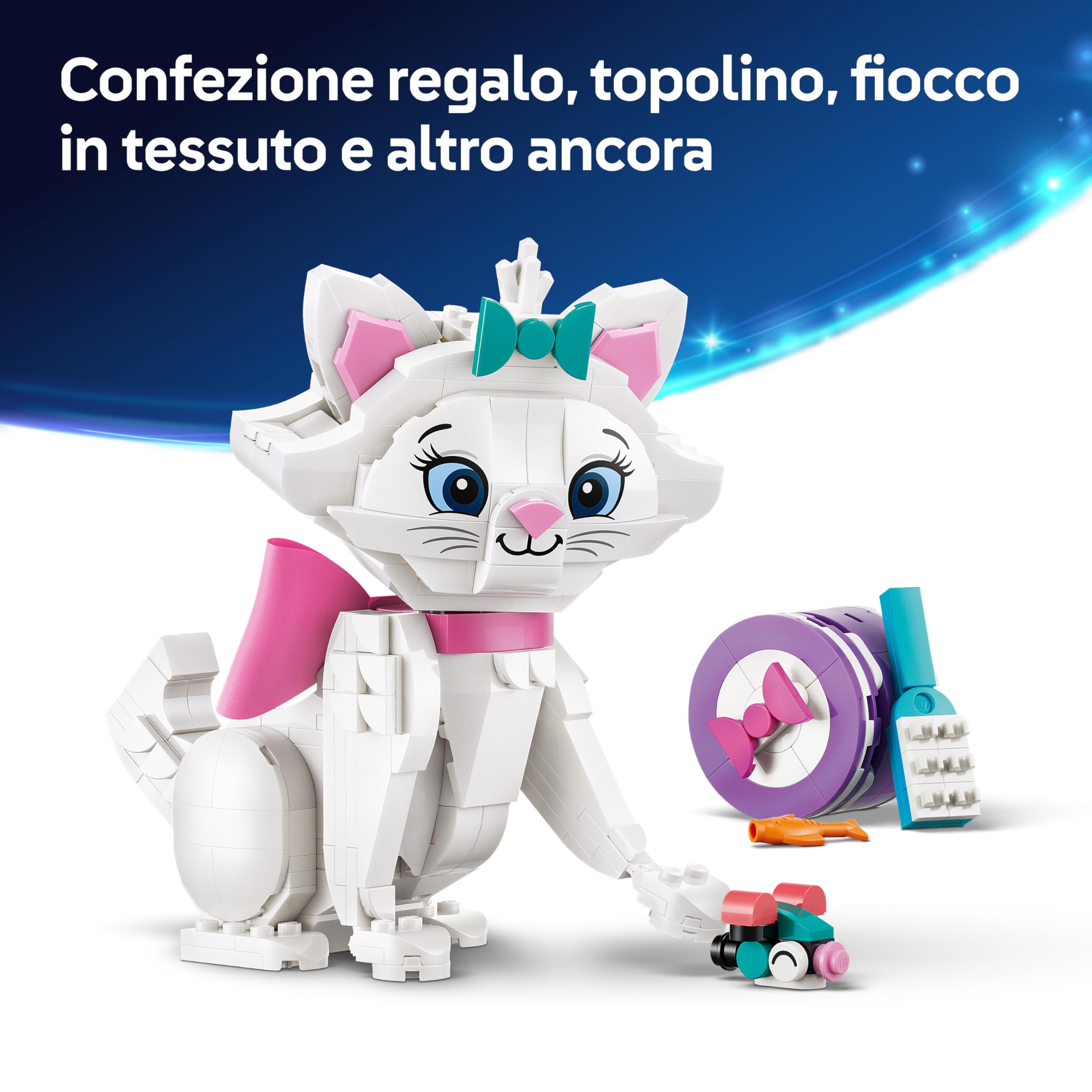 LEGO | Disney Adorabile Minou de Gli Aristogatti - Gatto Giocattolo con Accessori, incluso un Fiocco in Tessuto - Decorazione per la Camera da Letto - Regalo per Bambine e Fan da 7 Anni in su - 43286