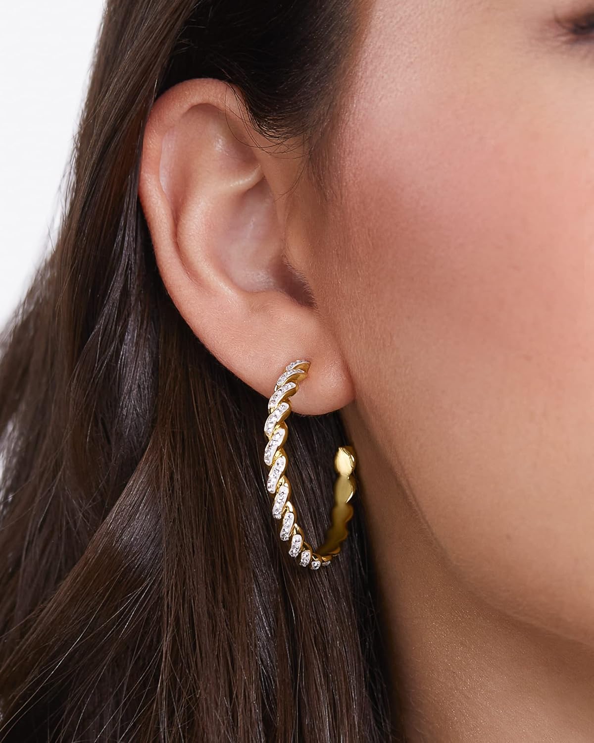 MILLA Small Hoop Earrings For Women - Rhinestone Earrings - Gold & Sterling Silver Huggie Earrings - Twisted Small Gold Hoop Earrings for Women