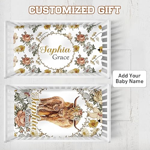 Miniatura 3 de Sábanas para cuna con nombre personalizado, ropa de cama de bebé para niños y niñas, sábanas bajeras plegables portátiles de algodón suave, regalos