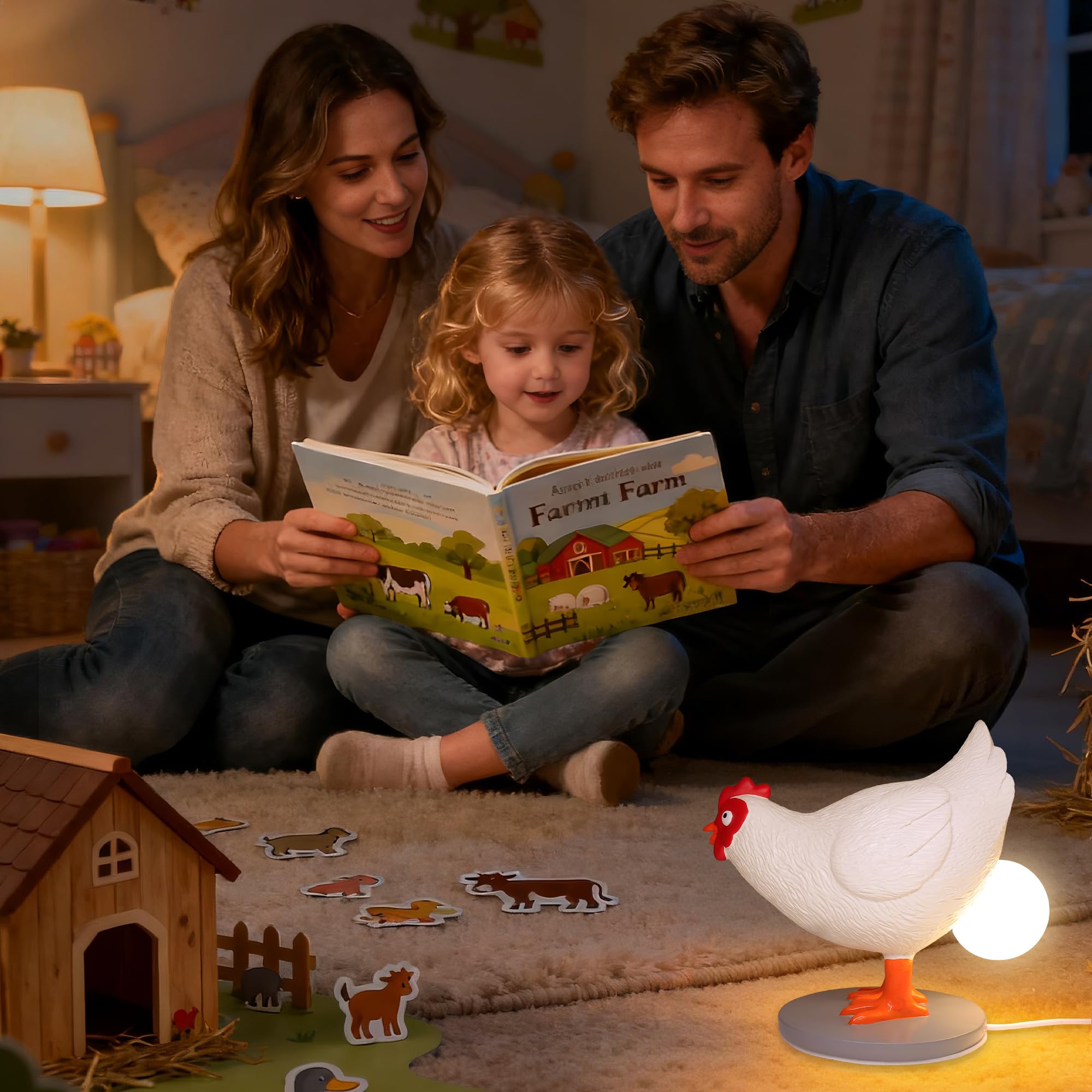 OkiyiD Chicken Egg Lamp, Funny Hen Chicken Table Lamp, LED Egg Night Lght, Resin Chicken with Stepless Dimming Function, Decoration for Home, Bedroom, Study Room