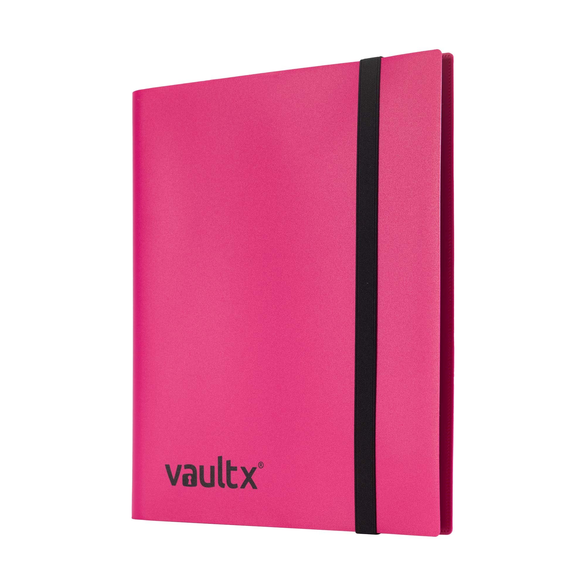 Vault X 9-kieszeniowy segregator na karty kolekcjonerskie z paskiem, 360 kart, wersja standardowa, 20 stron bocznie ładowanych, folder na gry kolekcjonerskie, sportowe, TCG (Różowy)