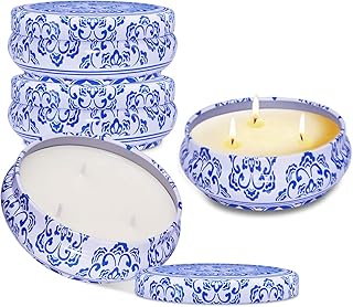 Geelywax Citronella Candles Outdoor and Indoor, 4 Pack 3-Wick Scented Candle Soy Wax Portable Travel Tin Gift Set