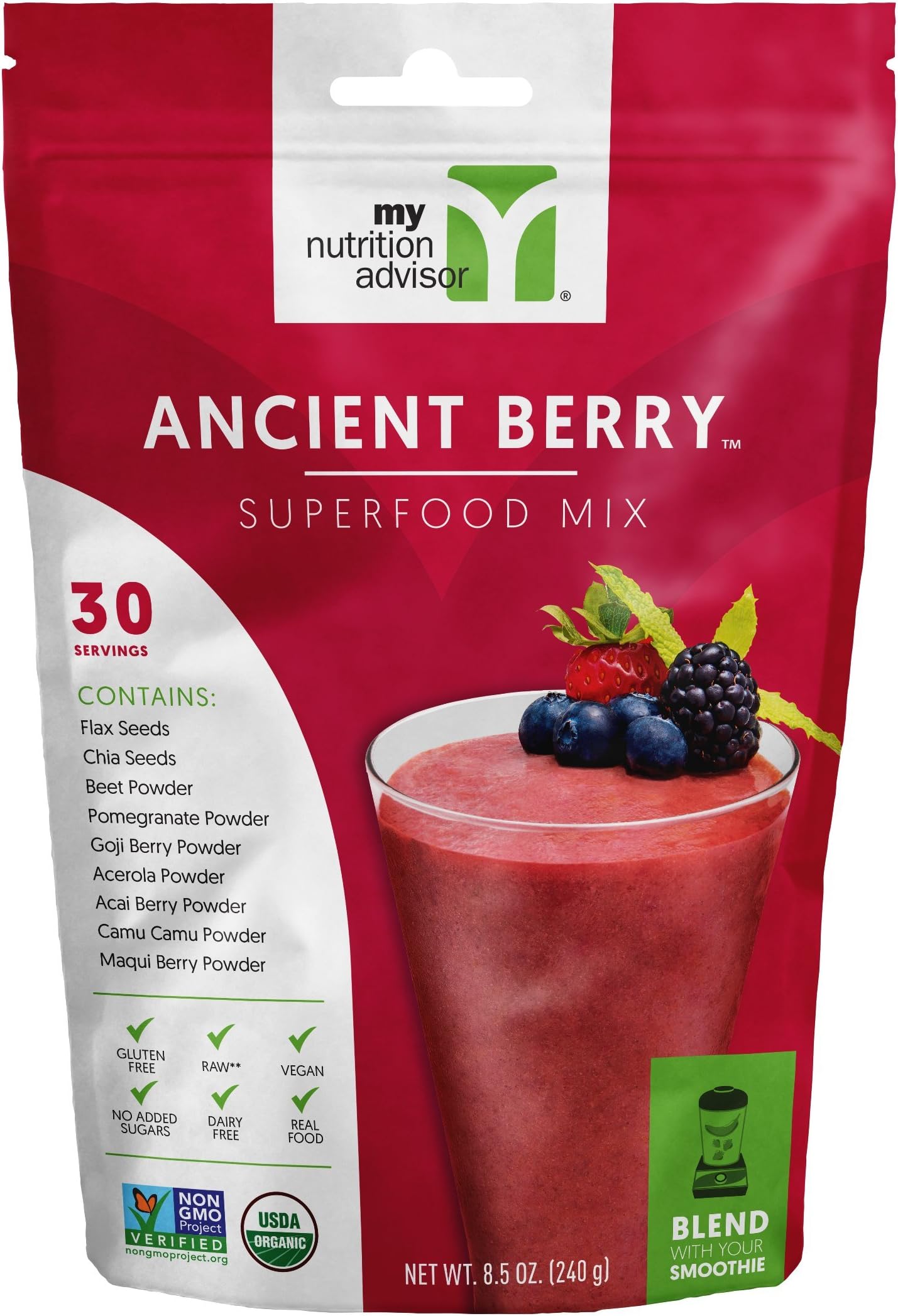 Ancient Berry Superfood Smoothie Mix (Powder) - 30 Servings | My Nutrition Advisor