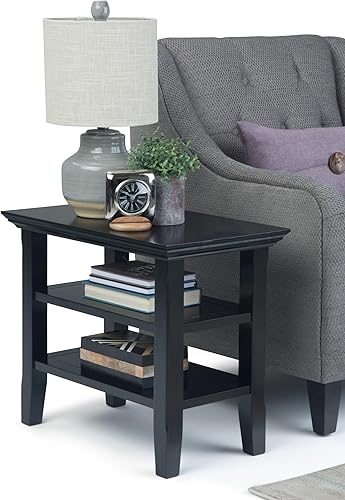 Miniatura 12 de SIMPLIHOME Acadian - Mesa auxiliar estrecha de madera maciza de 14 pulgadas de ancho en color negro, mesa auxiliar de estilo transición para sala de