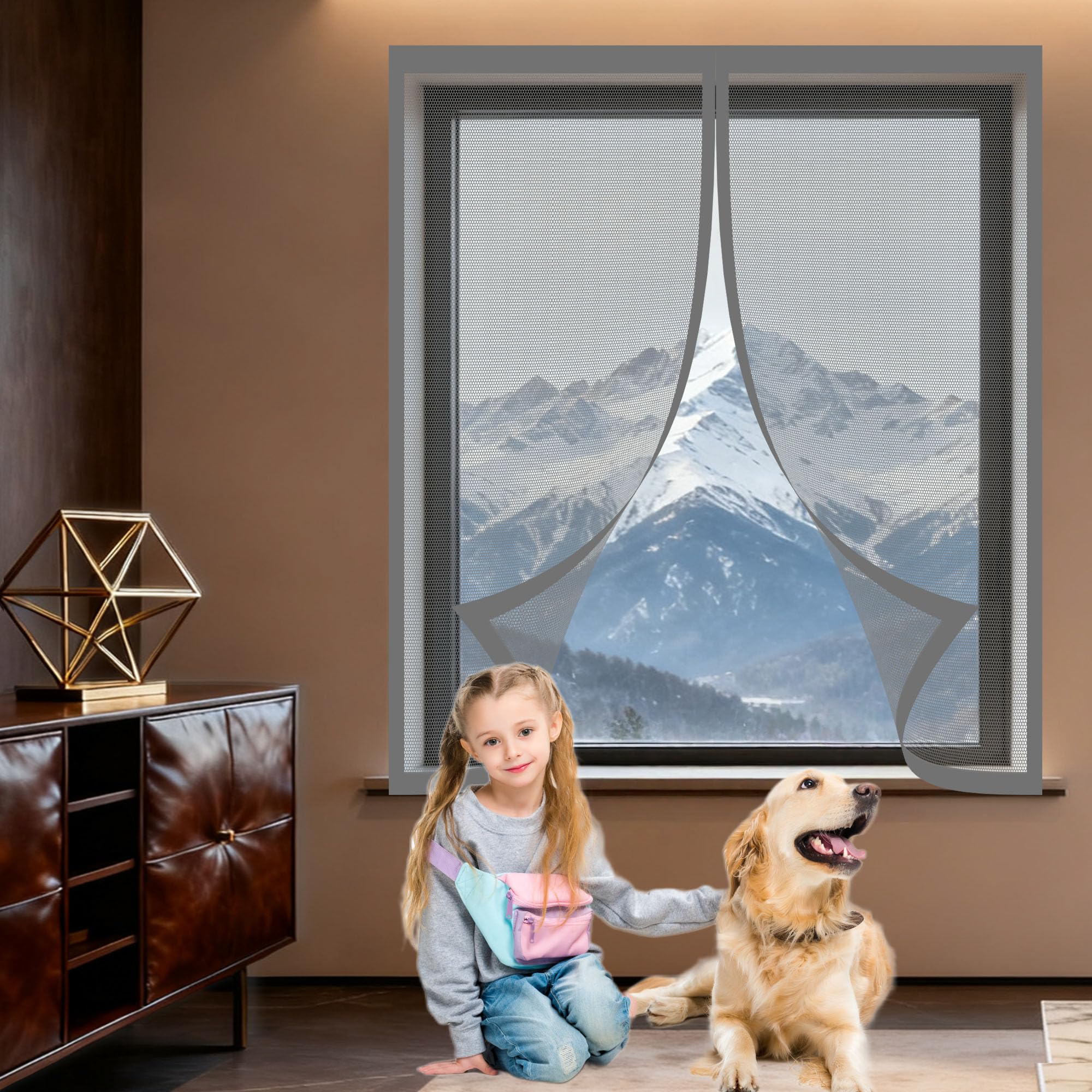 Moustiquaire amovible pour balcon et salon afin d'aérer sans insectes