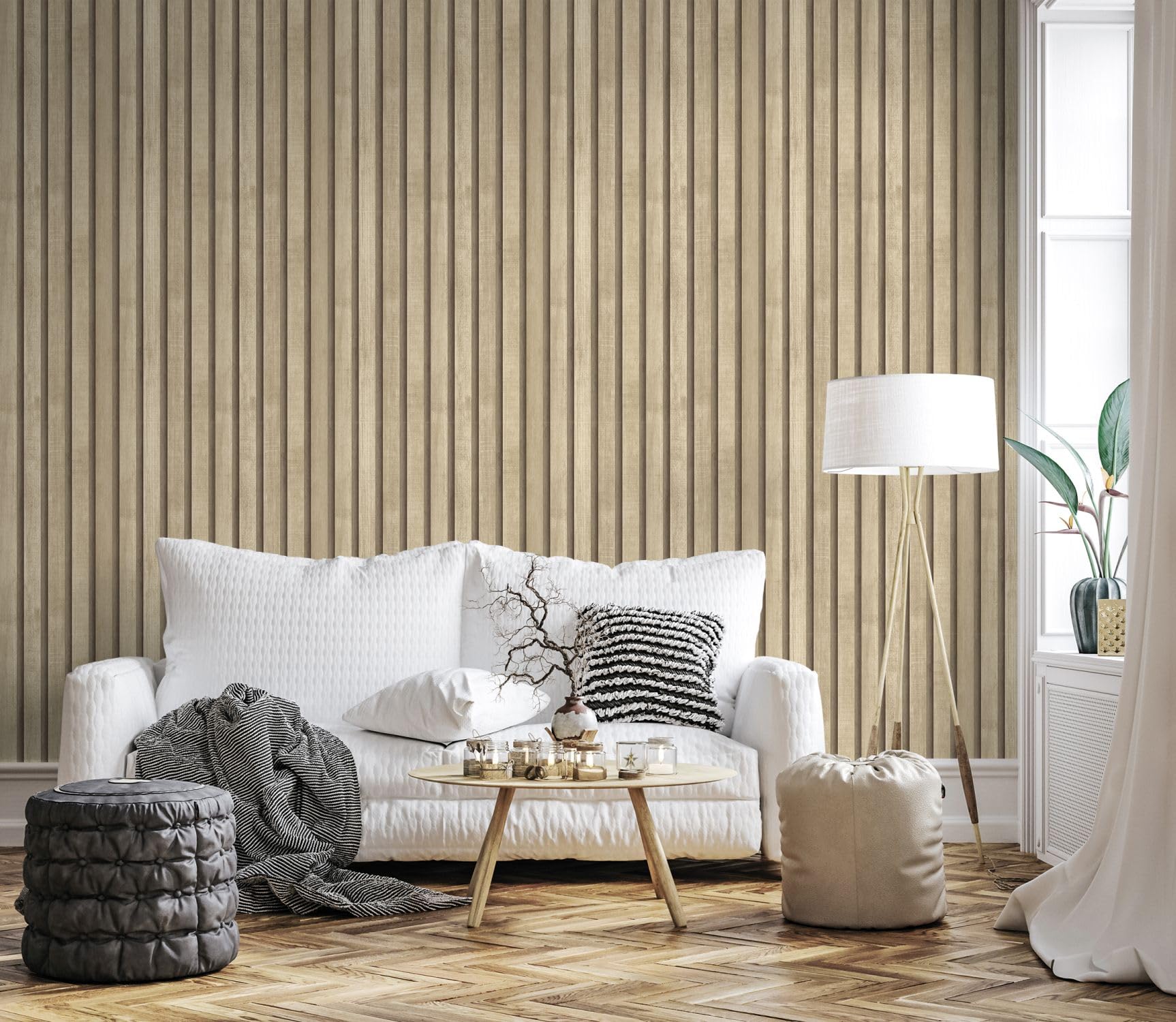 Sanders & Sanders papier peint tasseaux de bois beige 53 cm x 10 m