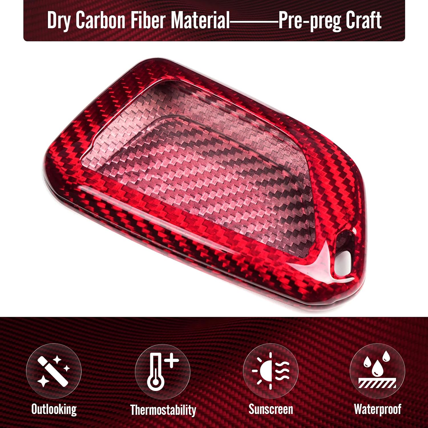 G Brand Genuine Carbon Fiber for Chevrolet Corvette C8 Key Fob Case Cover 2020 2021 2022 (Red, Black) Keyless Entry Shell Trim (Red), 4 x 1 x 1