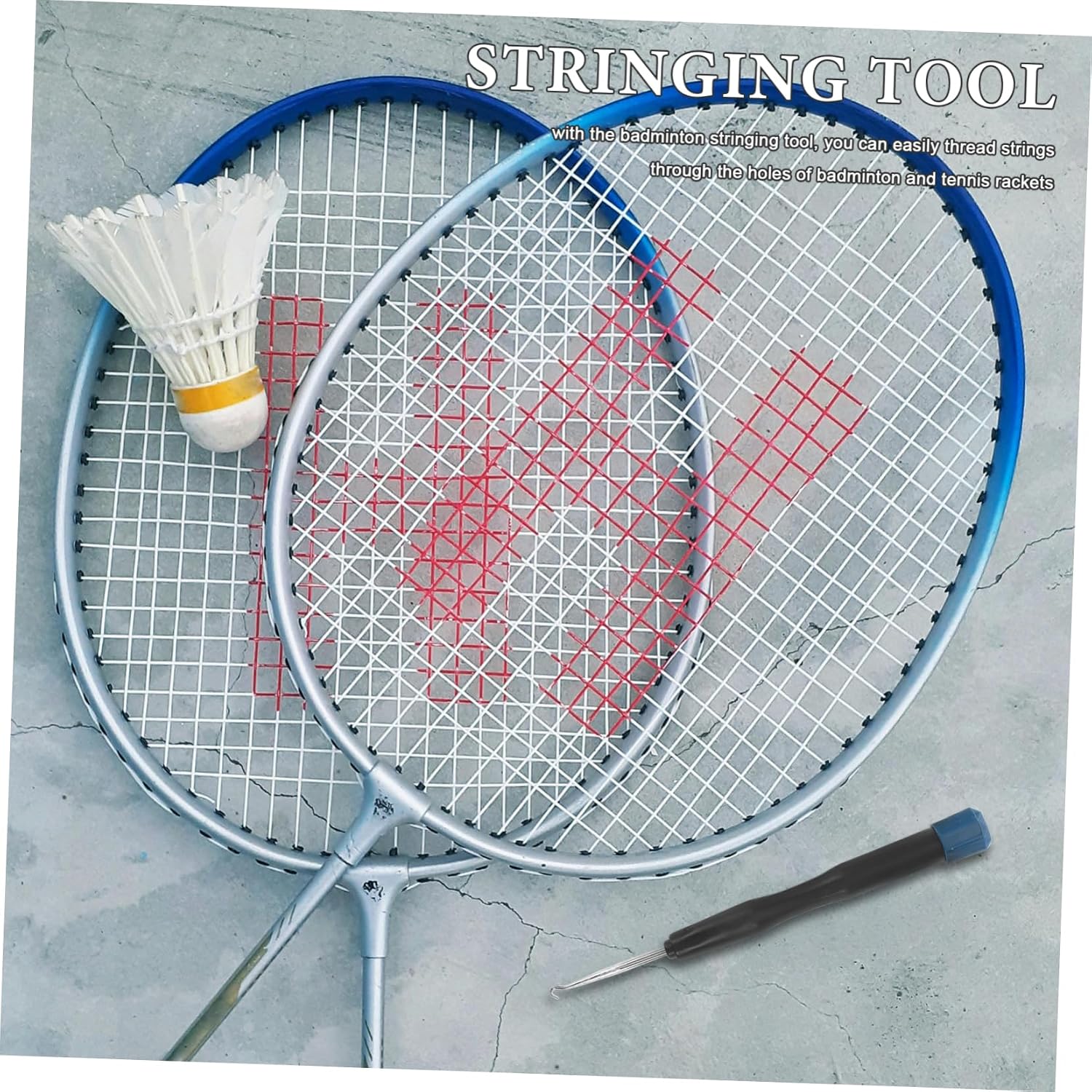 Kisangel Racquet Stringing Awl Tool for Badminton Tennis Rackets Stringing Machine Accessory for Essential for Sports Enthusiasts