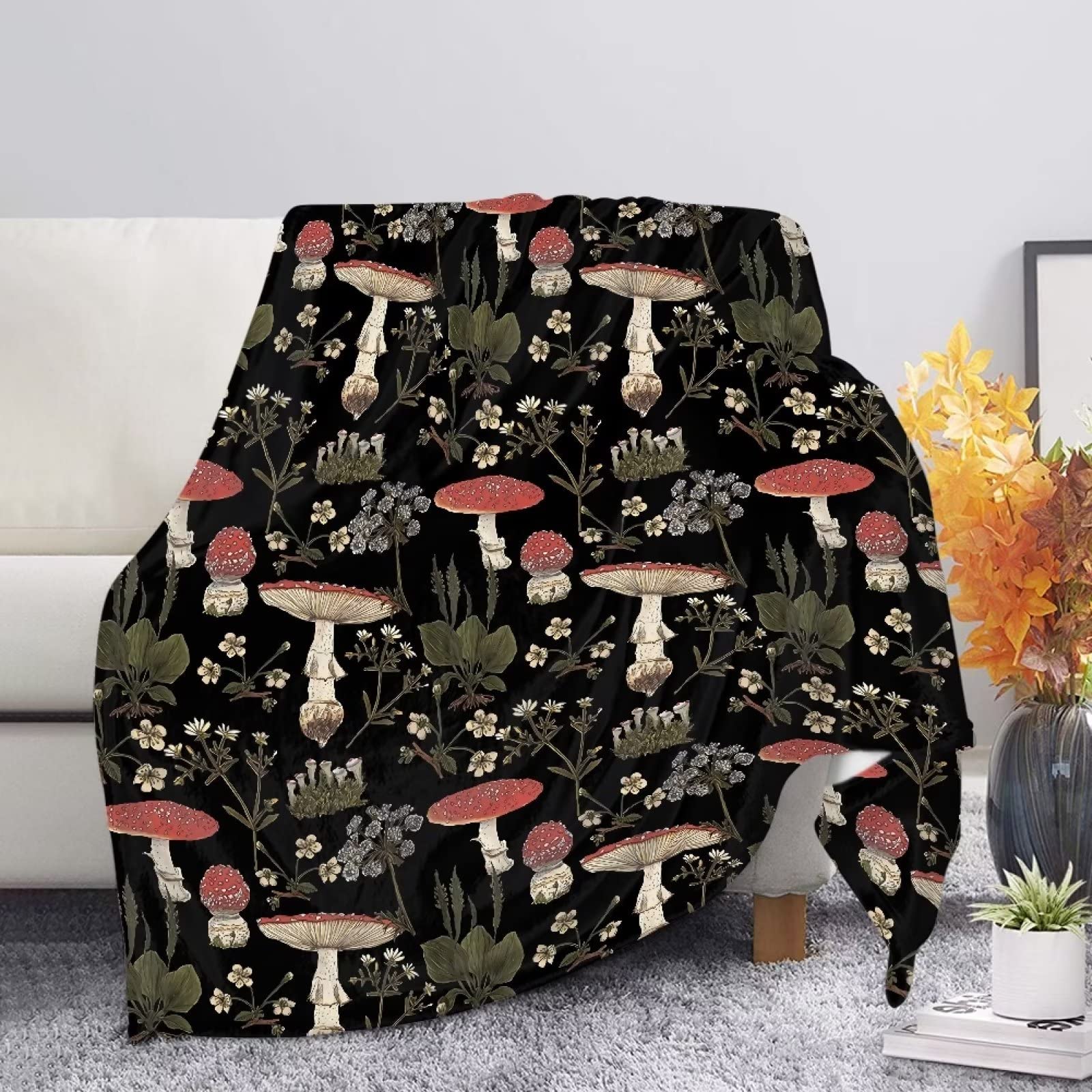 chaqlin Forest Style Mushroom Throw Blanket for Women,Portable Office Sofa Chair Flannel Blankets for Outdoor Camping Travel,Mother Gifts โ image 1