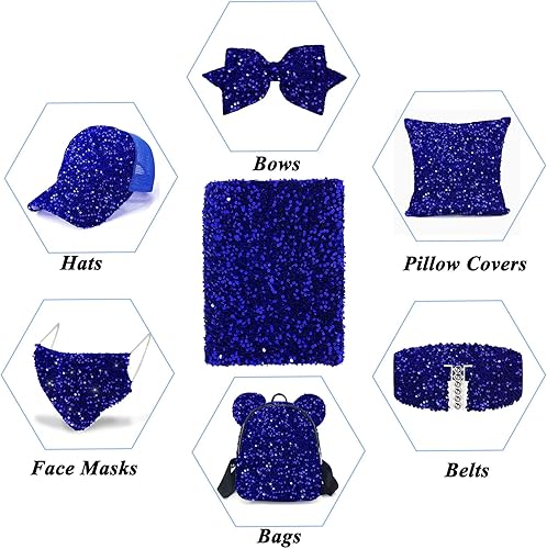 Miniatura 2 de The Yard - Tela de lentejuelas verde esmeralda de terciopelo de lentejuelas de 3 yardas, tela elástica con purpurina y cuadros brillantes, tela