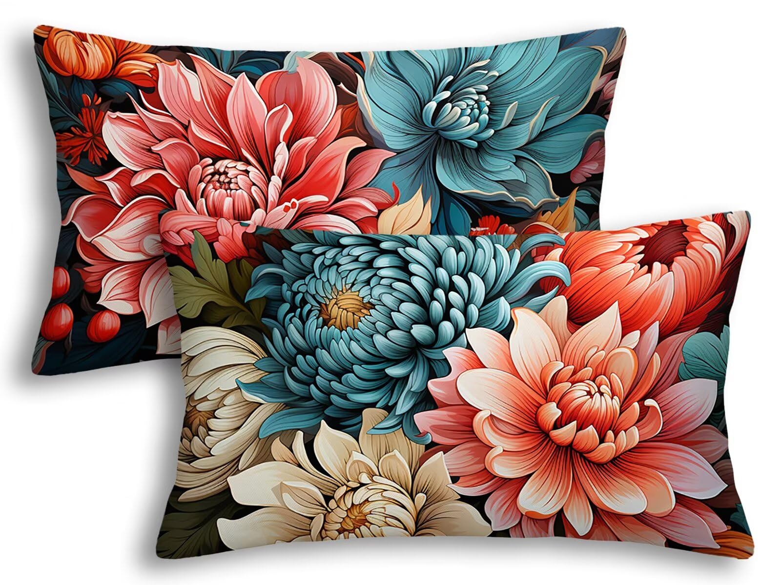Housse coussin exterieur imperméable fleur 40x80 taie oreiller jardin