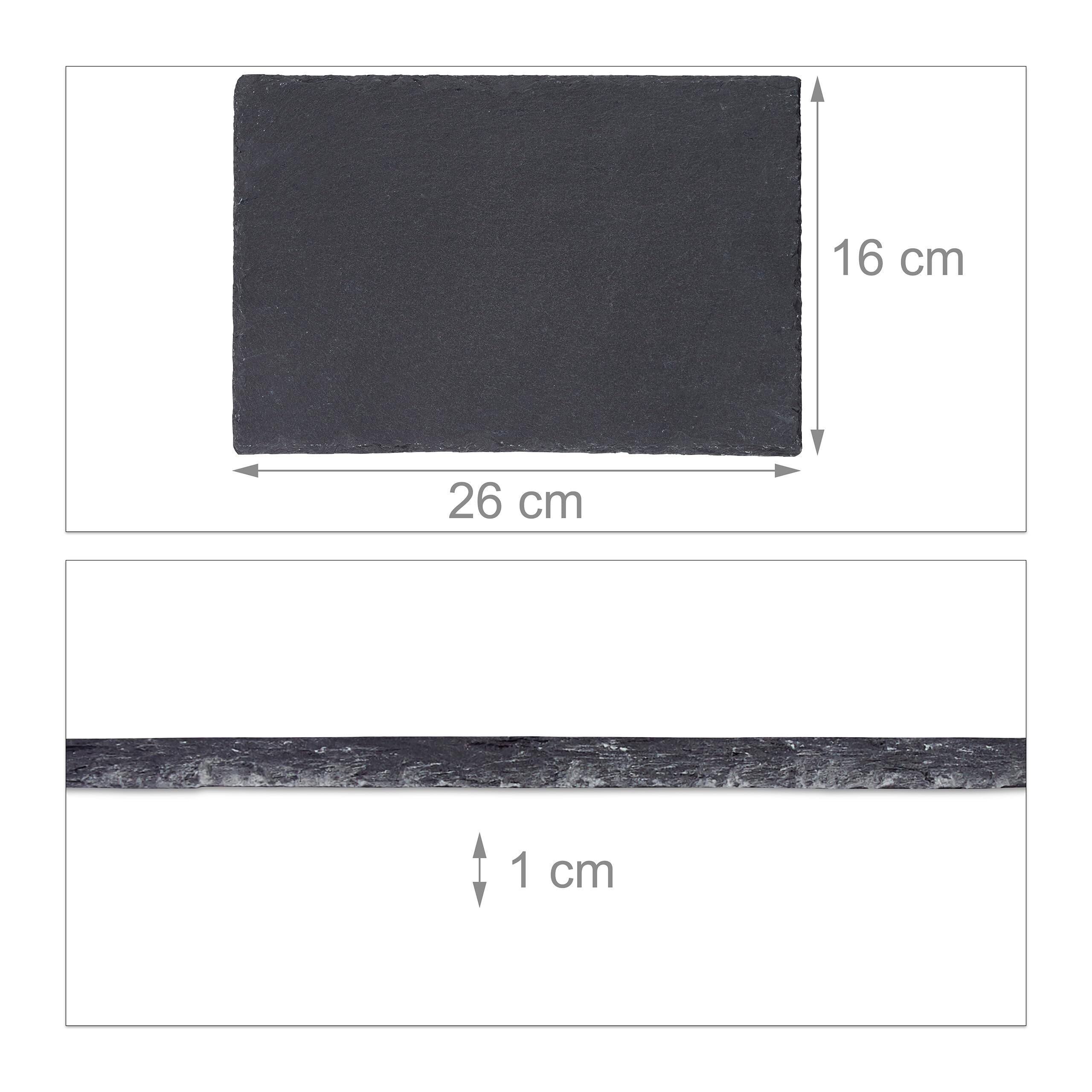Relaxdays Schieferplatte, 8er Set, rechteckige Servierplatte, 26 x 16 cm, für Käse, Sushi, Desserts, Buffet, anthrazit (Packung mit 2)