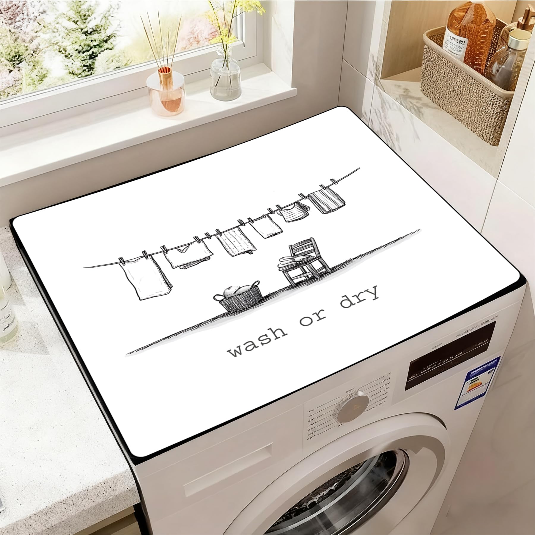 Washer and Dryer Covers for the Top, Non-slip Dryer Top Protector Mat, Dust-proof Washing Machine Cover, 23.6" x 19.7" (illustration, 23.6" x 19.7")