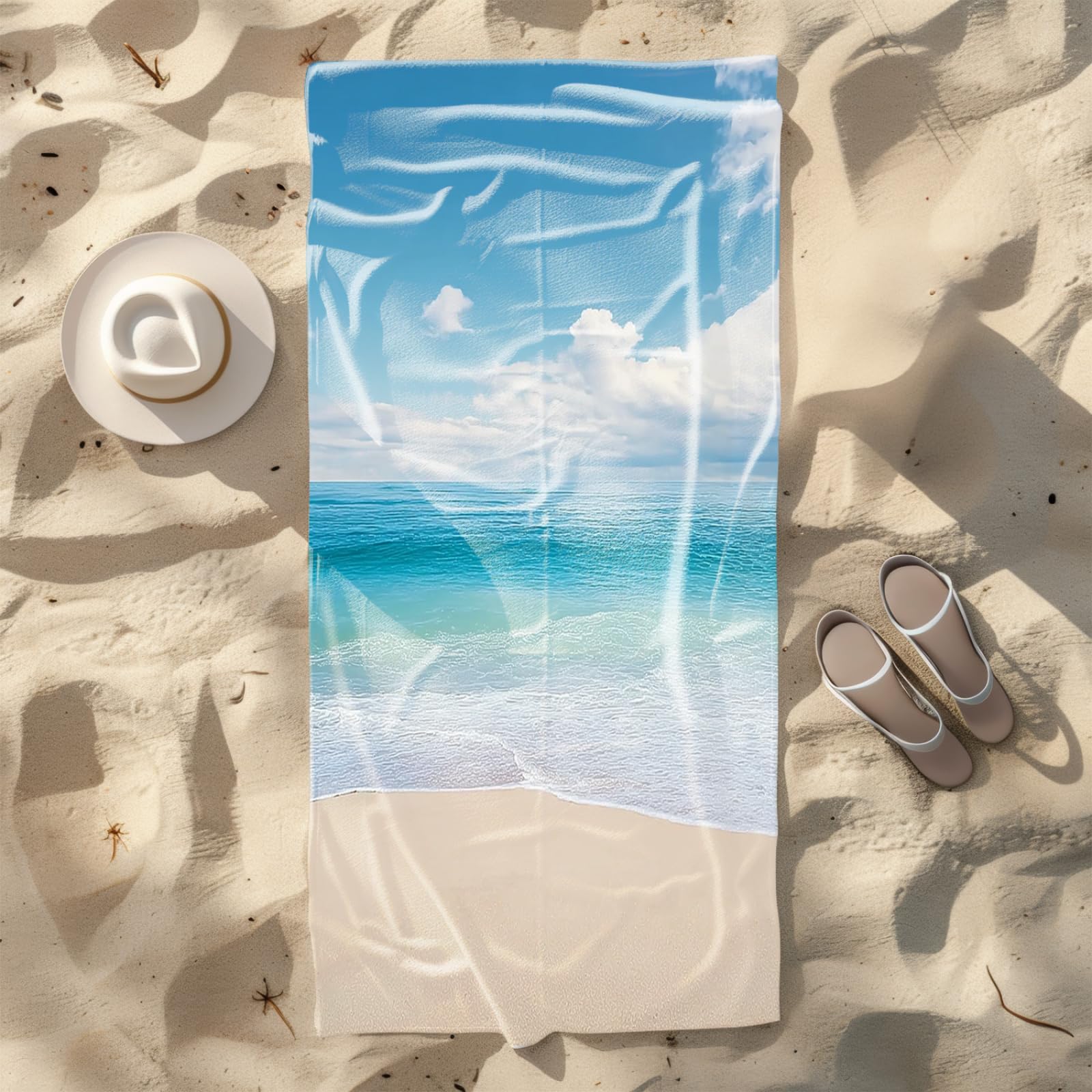 Genérico Toalla Playa 90X180 Playa del Cielo Azul Grande Toallas de Playa Microfibra Ligera Secado Rápido Sin Arena para Mujer Hombre Viajes Vacaciones Natación Camping