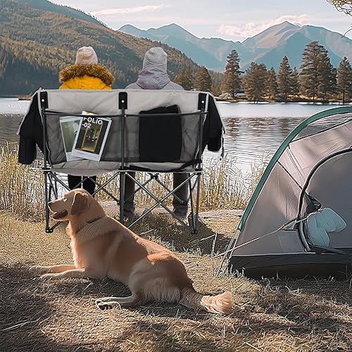 Miniatura 9 de Nice C Silla de camping con calefacción con batería, sillas plegables con calefacción para exteriores, silla de campamento doble acolchada para