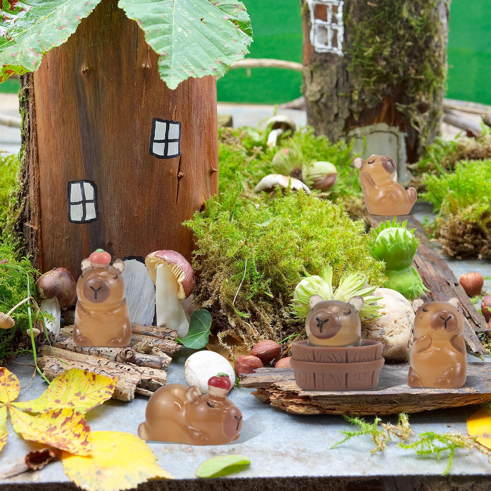 GlamRays Zestaw 30 świecących minifigurek kapibara z żywicy świecąca kapibara mini zabawka prezenty biurko blat do użytku na zewnątrz dekoracja rzemieślnicza