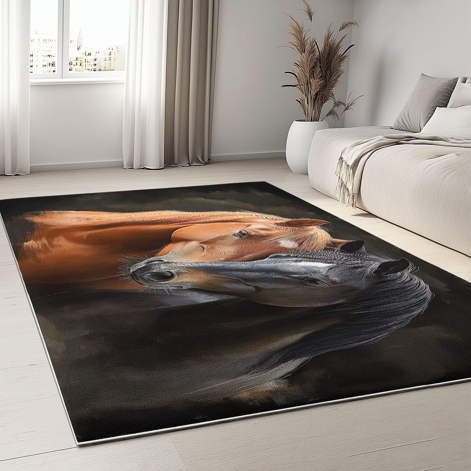 Tapis de salon cheval de style haut de gamme pour intérieur chaleureux