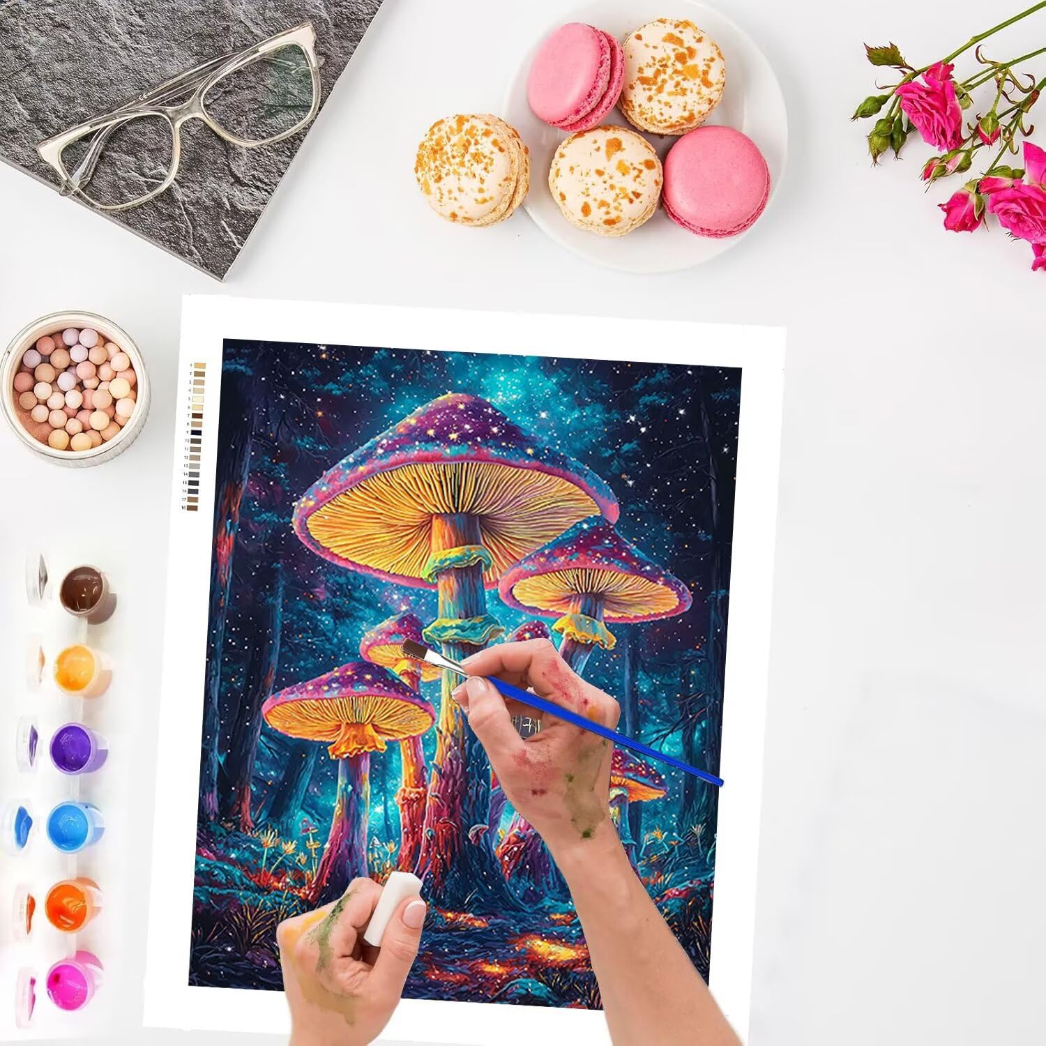 Champignon sous le ciel étoilé Peinture Numero Adulte Kits, 80x100cm m-1017
