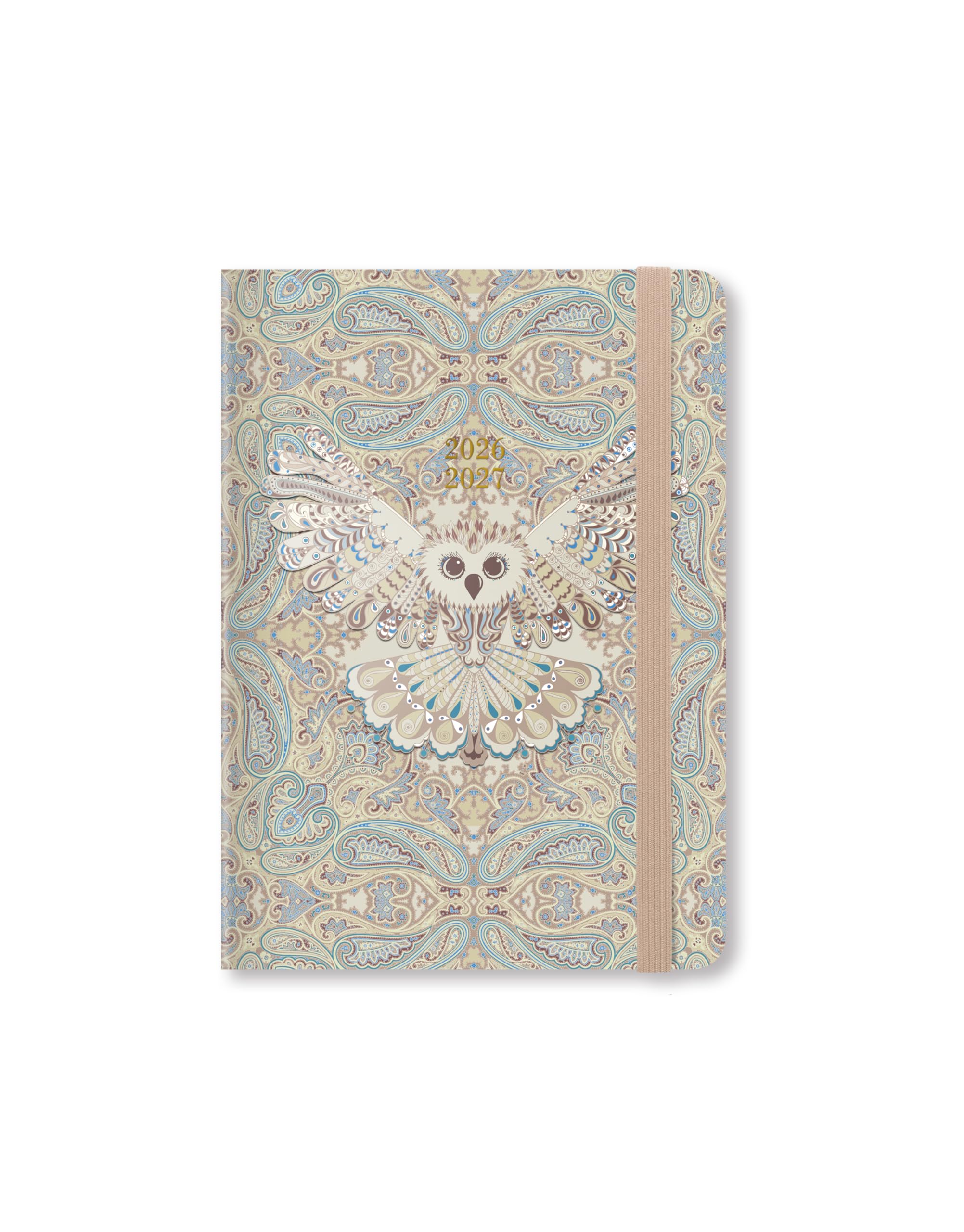 Letts of London Paisley A6 academic 2026/2027 week to view diary - Owl 27-031137