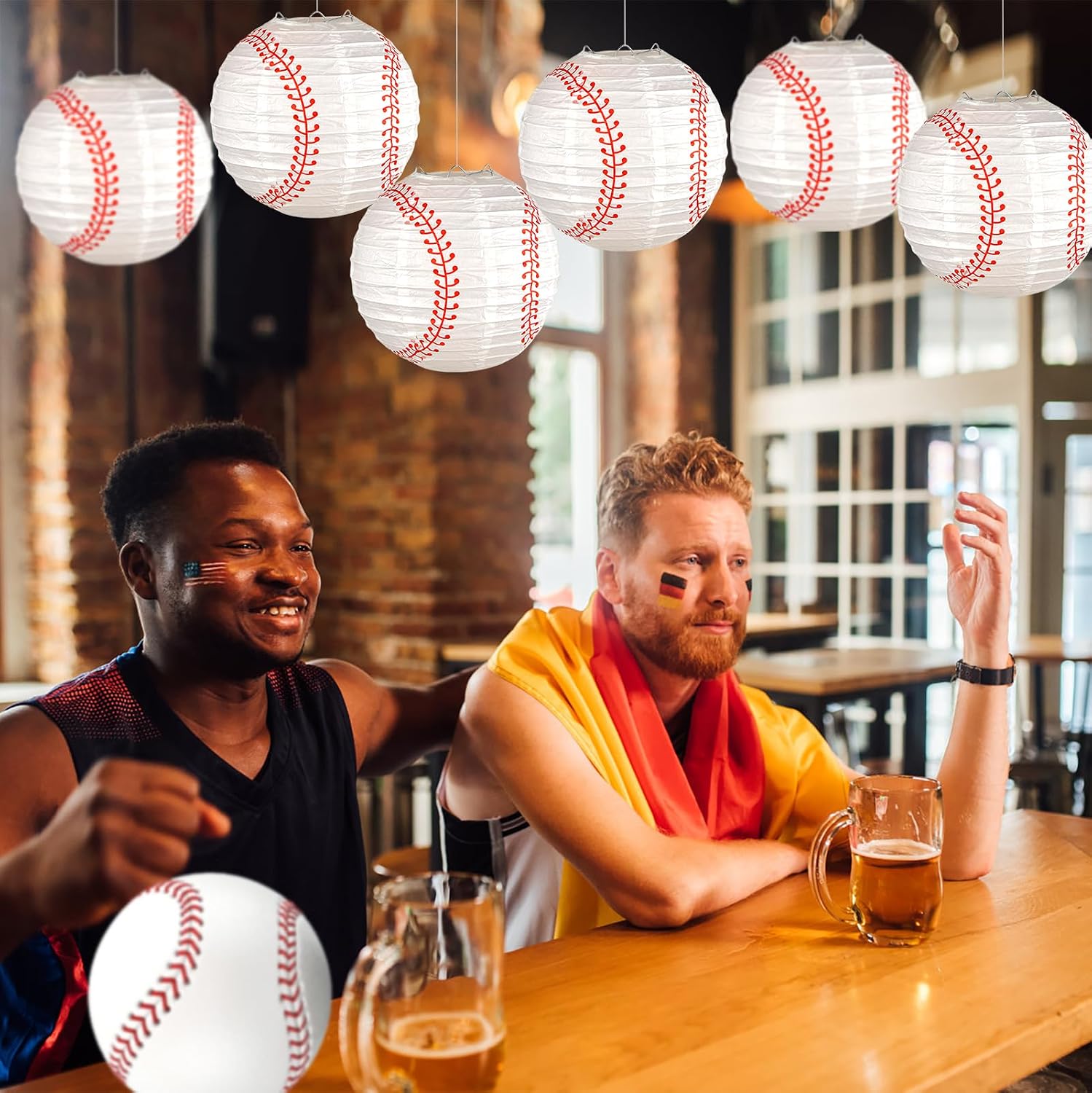 20 Pieces Baseball Paper Lanterns Decorations 8 inch Sport Hanging Paper Lanterns Party Favor Table Centerpiece for Sport Themed Birthday Bar Game World Baseball Classic Party Ceiling Decoration image 5