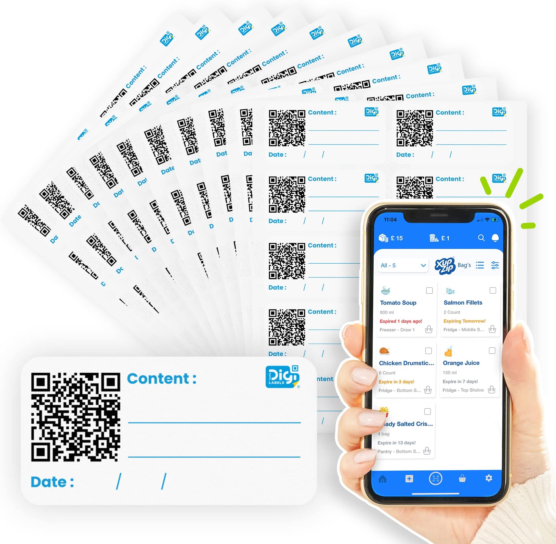 Revamp Your Freezer with 100 XupZip Digi Freezer Labels! Keep Food Fresh and Organised with QR Code Technology. Get These Durable, Smart Food Labels Today - No More Guessing or Wasting Time!