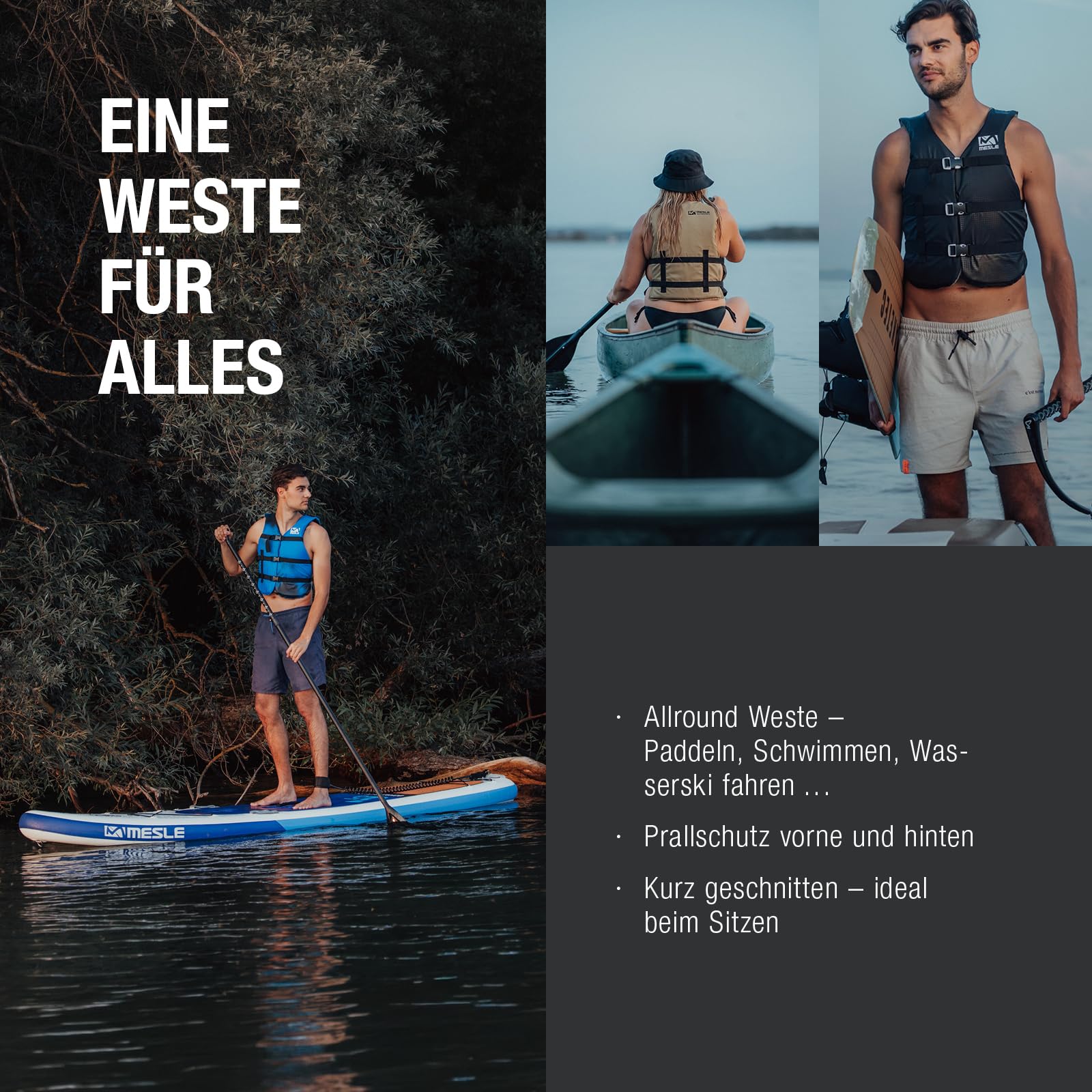 Mesle Gilet de Natation Adulte Sportsman 50N Tailles 40-150 kg pour Sup, Kayak, Bateau
