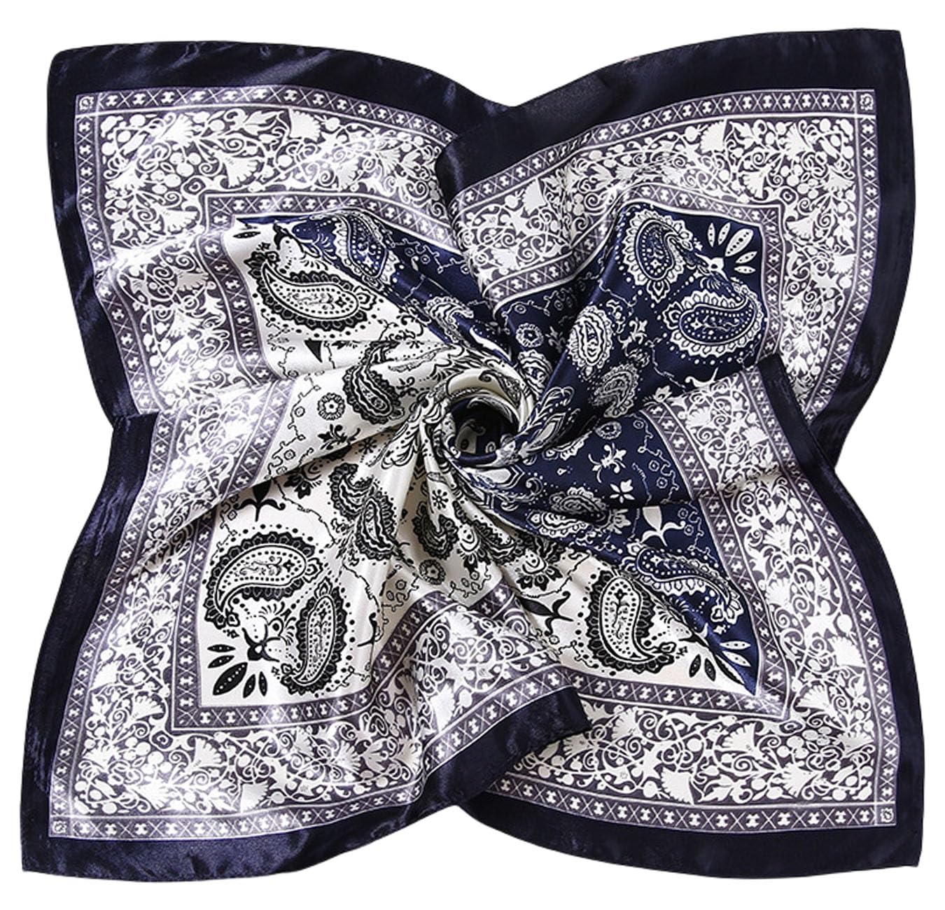 TraziewellSatin Head Scarf Silk Scarf 27" Square Thin Soft Floral Hair Scarf Wrap for Women